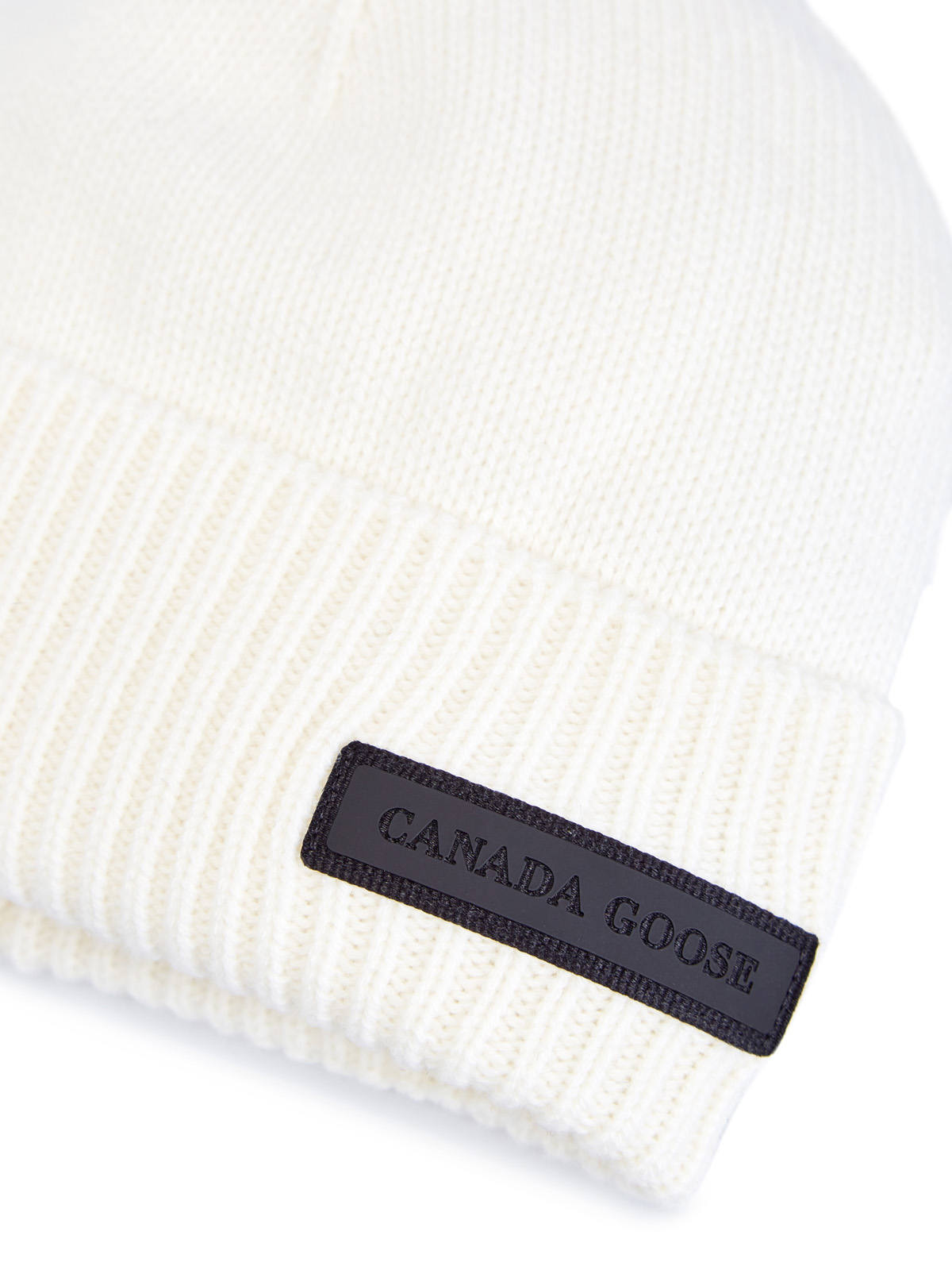 Шерстяная шапка с контрастным логотипом на отвороте CANADA GOOSE, цвет белый, размер 40 - фото 3