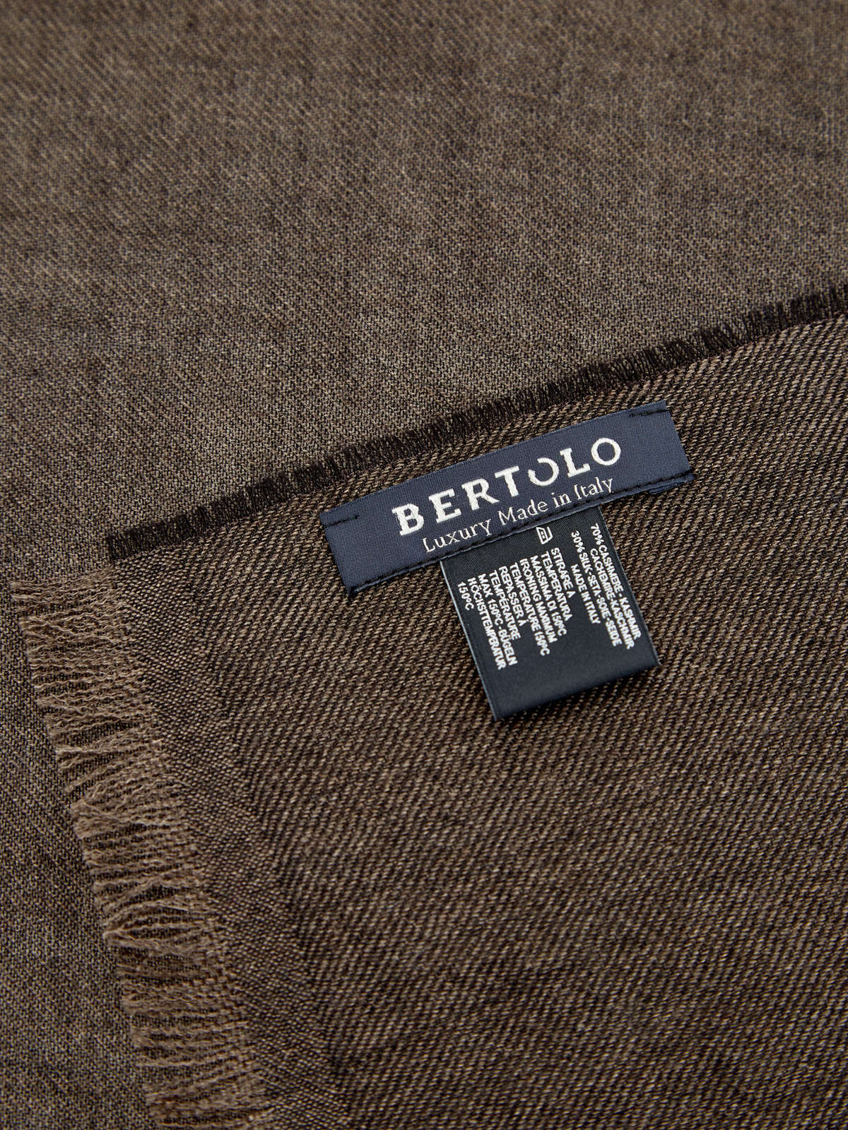 Кашемировый шарф с волокнами шелка в коричневой гамме BERTOLO CASHMERE, цвет коричневый, размер 58 - фото 3