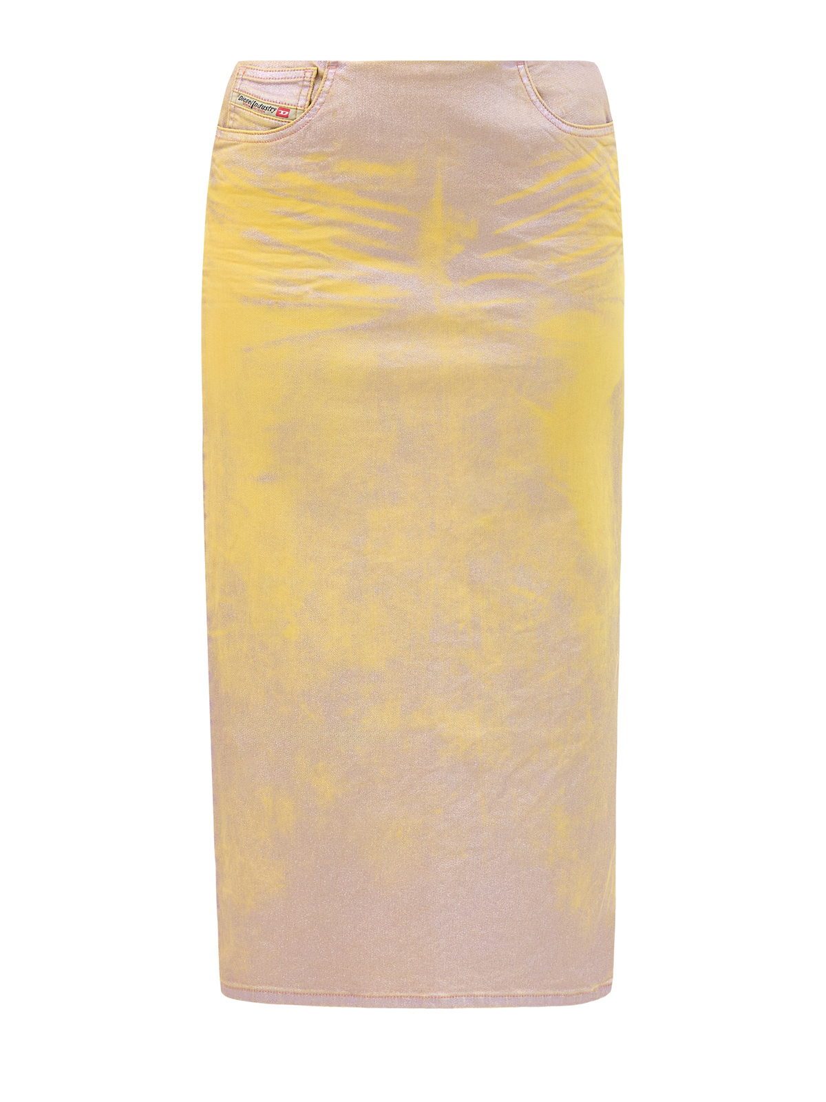 Юбка De-Pra на низкой посадке из металлизированного денима DIESEL, цвет желтый, размер S;S - фото 1