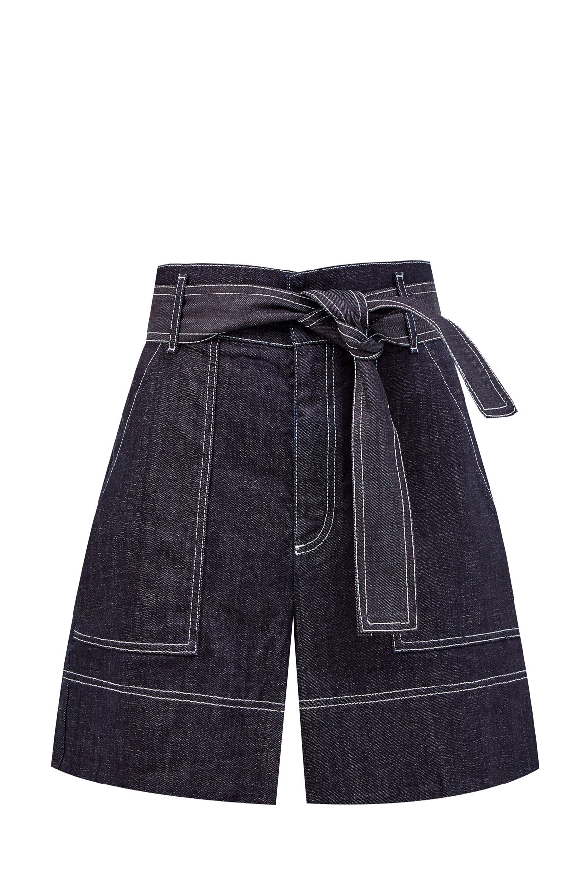 Джинсовые шорты с контрастными строчками и поясом LORENA ANTONIAZZI, цвет черный, размер 46