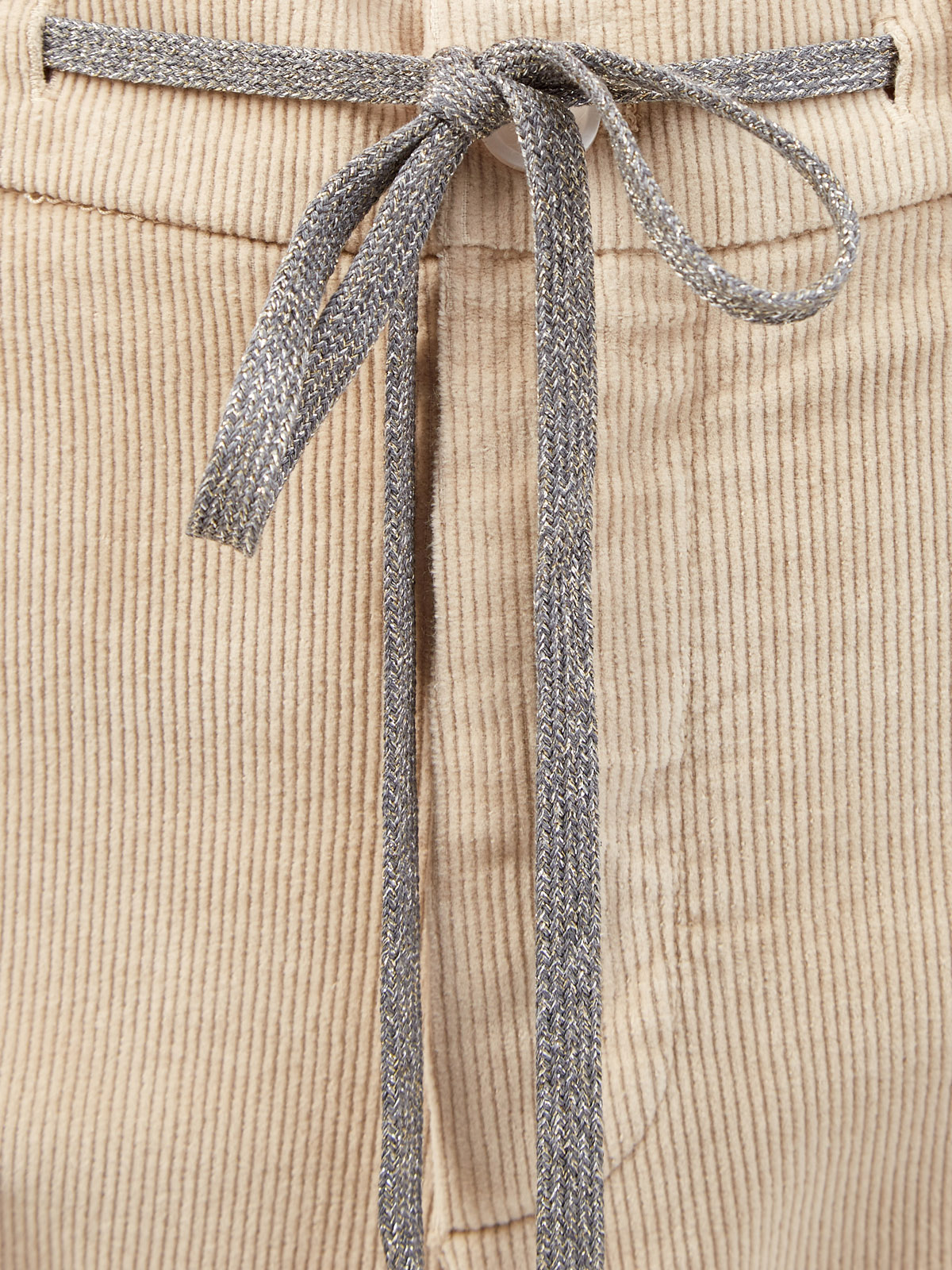 Брюки из хлопкового вельвета с поясом на кулиске ELEVENTY, цвет бежевый, размер 38;40;42;44;46;48 - фото 5