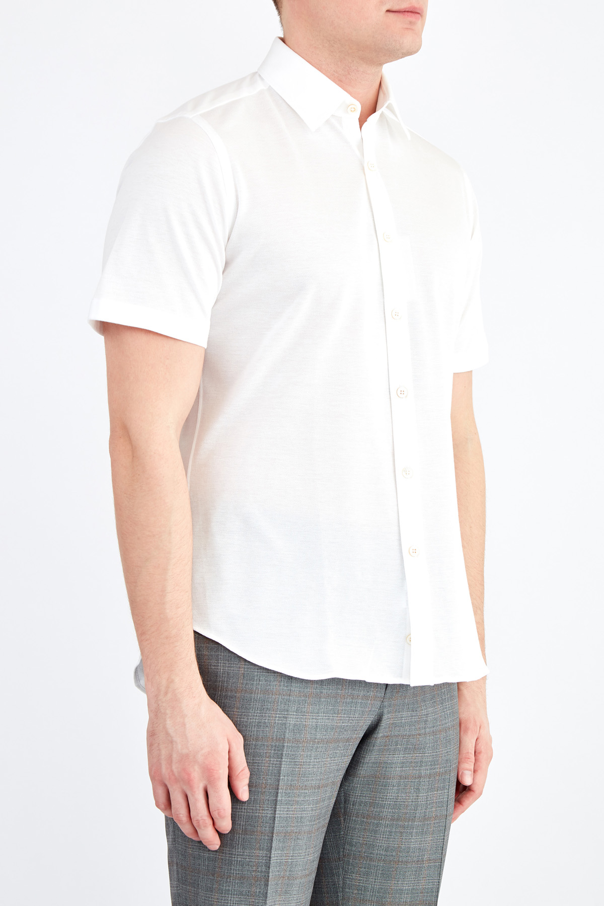Рубашка из хлопкового джерси белоснежного цвета CANALI, размер 48;50 - фото 3