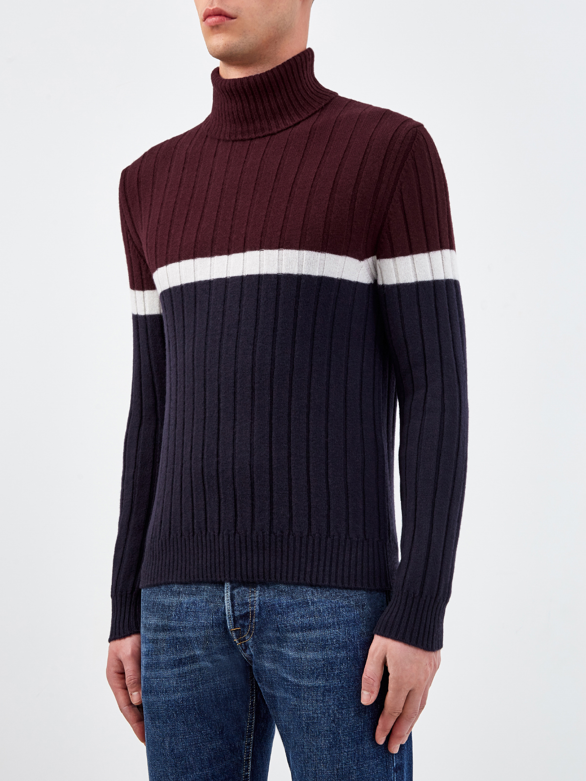 Шерстяной свитер с отделкой в стиле colorblock ELEVENTY, цвет мульти, размер 46;48;50 - фото 3