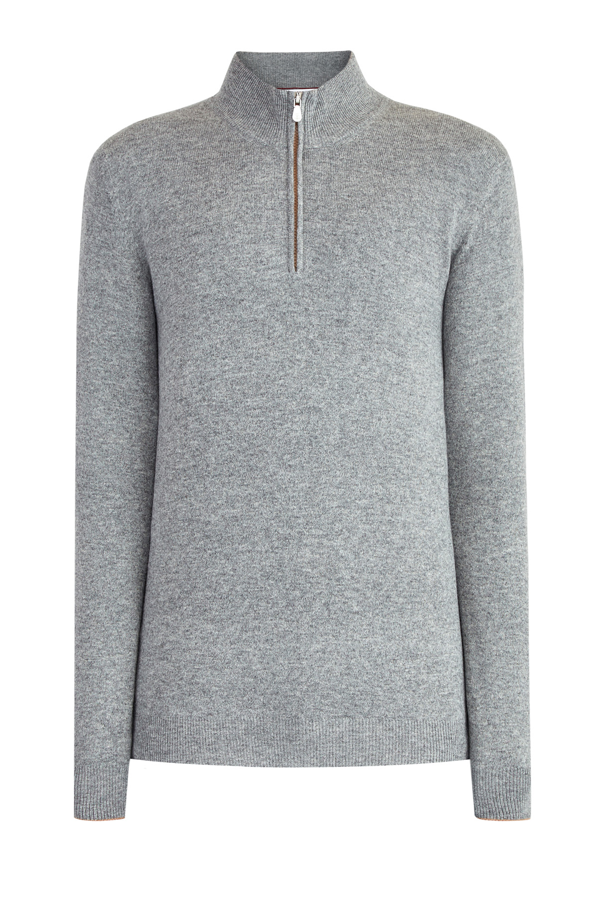 

Джемпер на молнии из шерсти и кашемира с акцентом на манжетах, Серый, Джемпер на молнии из шерсти и кашемира с акцентом на манжетах