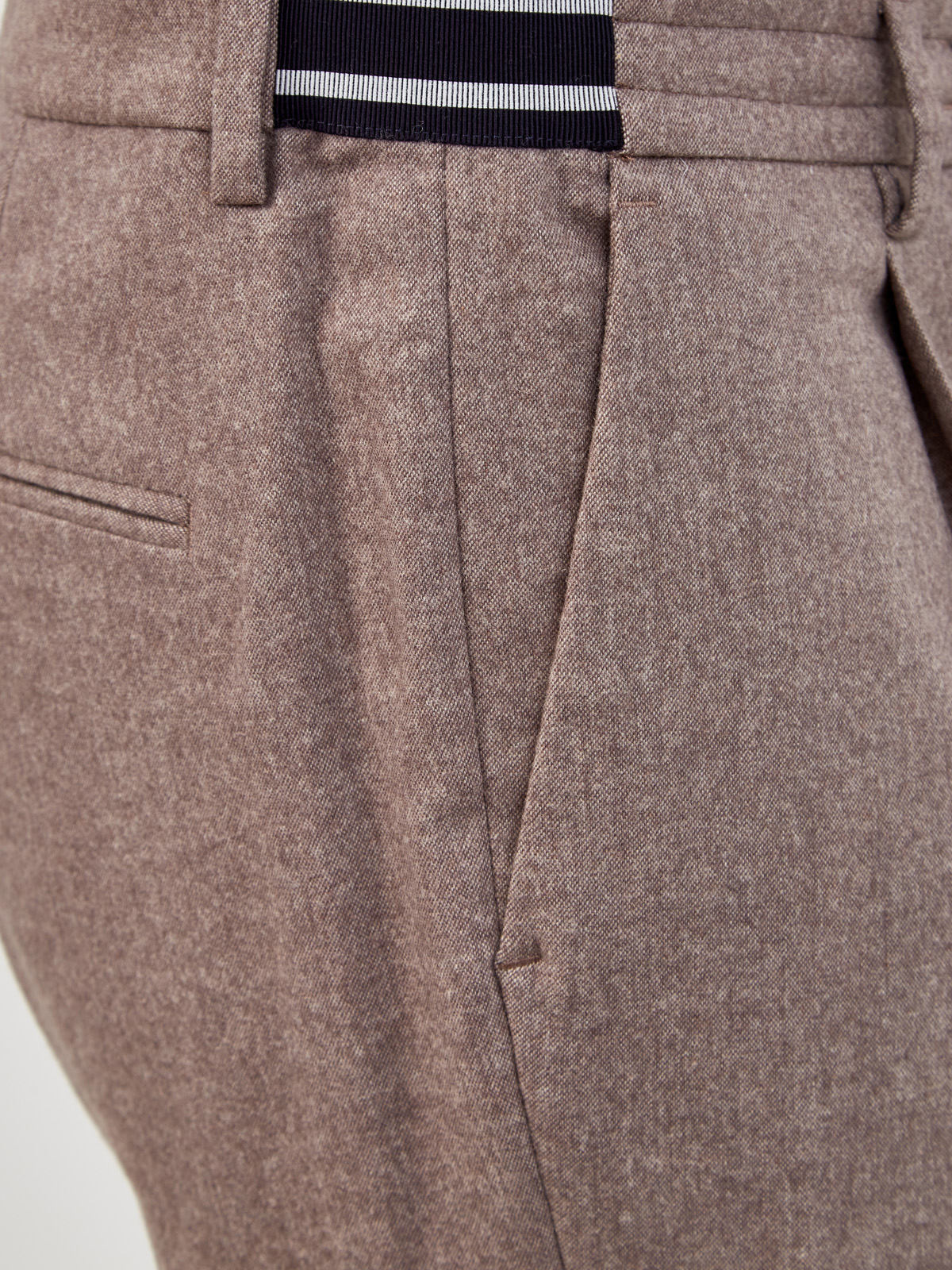 Шерстяные брюки с эластичными вставками и поясом на кулиске PESERICO, цвет коричневый, размер 48;50;52;54;56 - фото 5