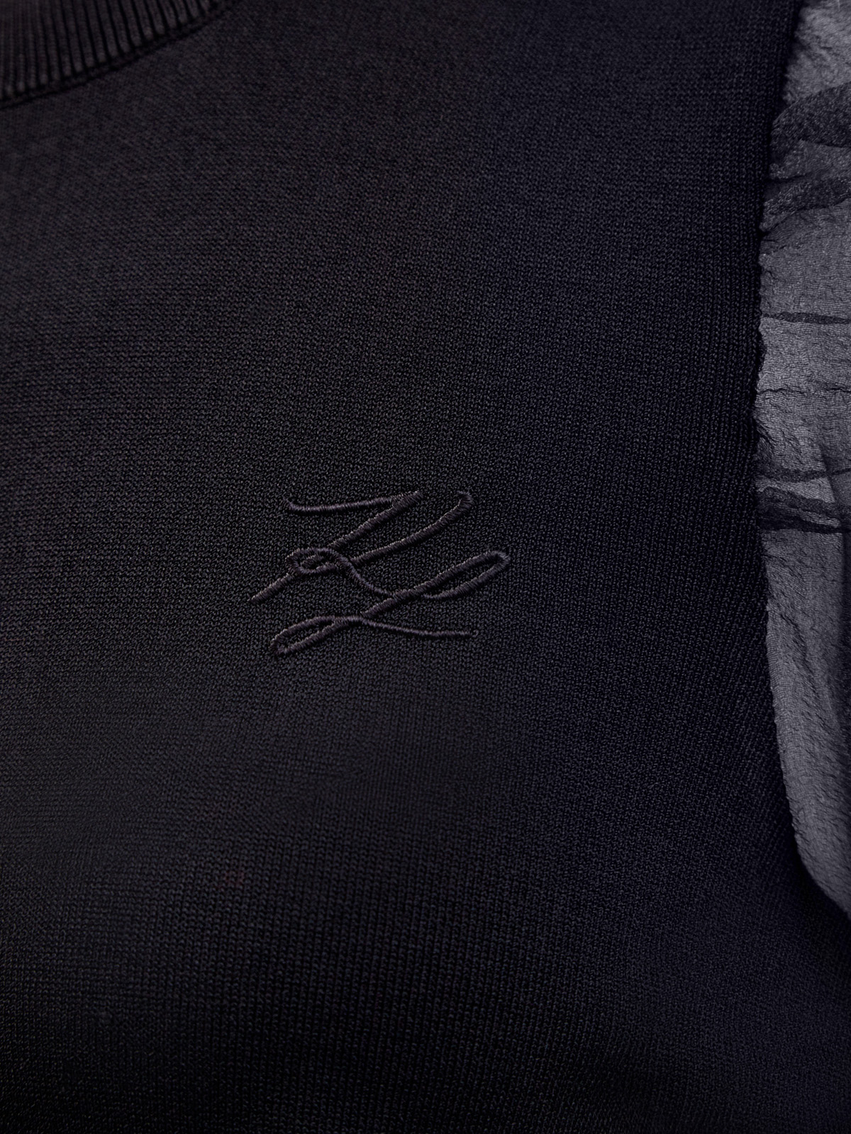 Однотонный джемпер с рукавами-фонариками из органзы KARL LAGERFELD, цвет черный, размер M - фото 5