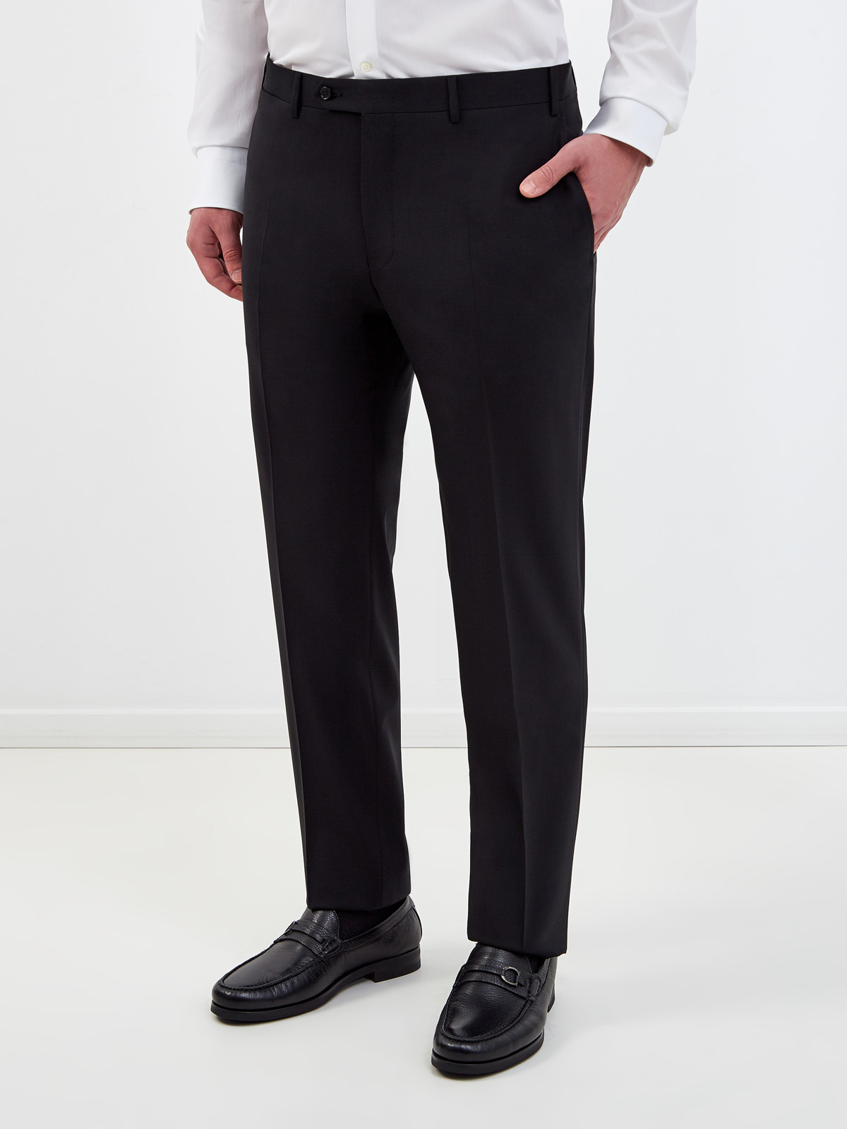 Классические брюки из эластичной шерстяной ткани CANALI, цвет черный, размер 48;50;52;54;56;58;60 - фото 3