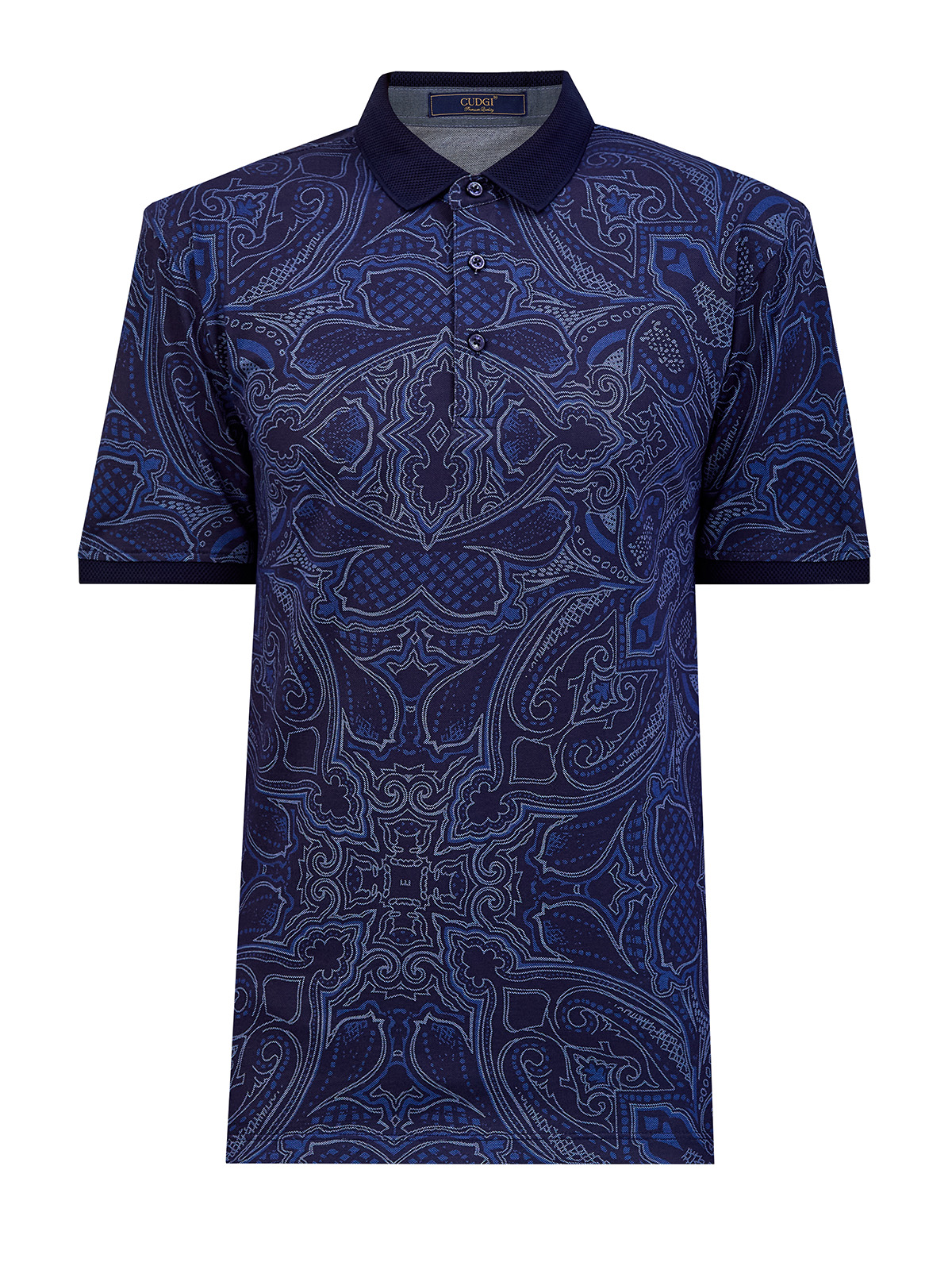 

Поло из хлопкового пике с флористическим набивным принтом, Синий, Поло из хлопкового пике с флористическим набивным принтом