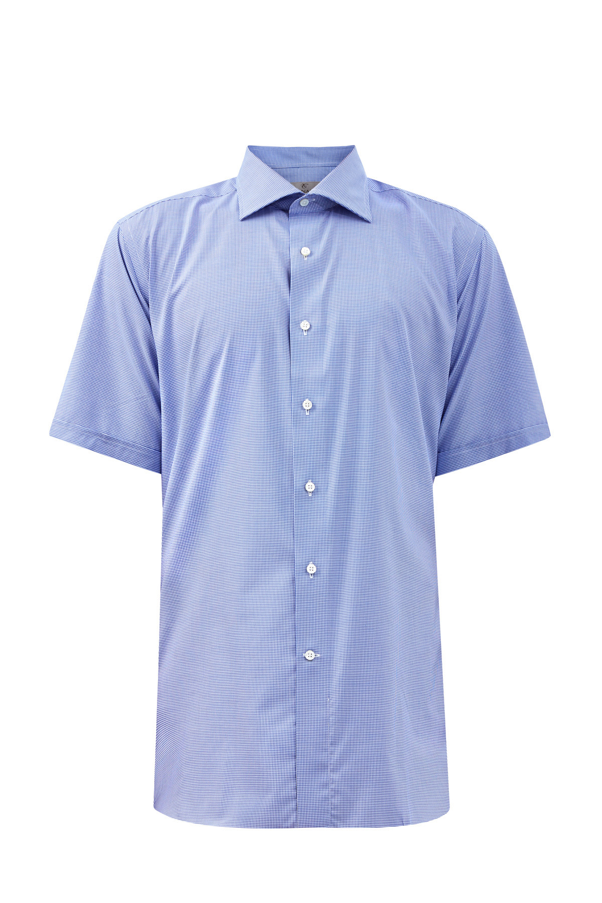 Рубашка с микро-принтом в клетку виши из хлопка Impeccabile CANALI, цвет синий, размер 58;60 - фото 1