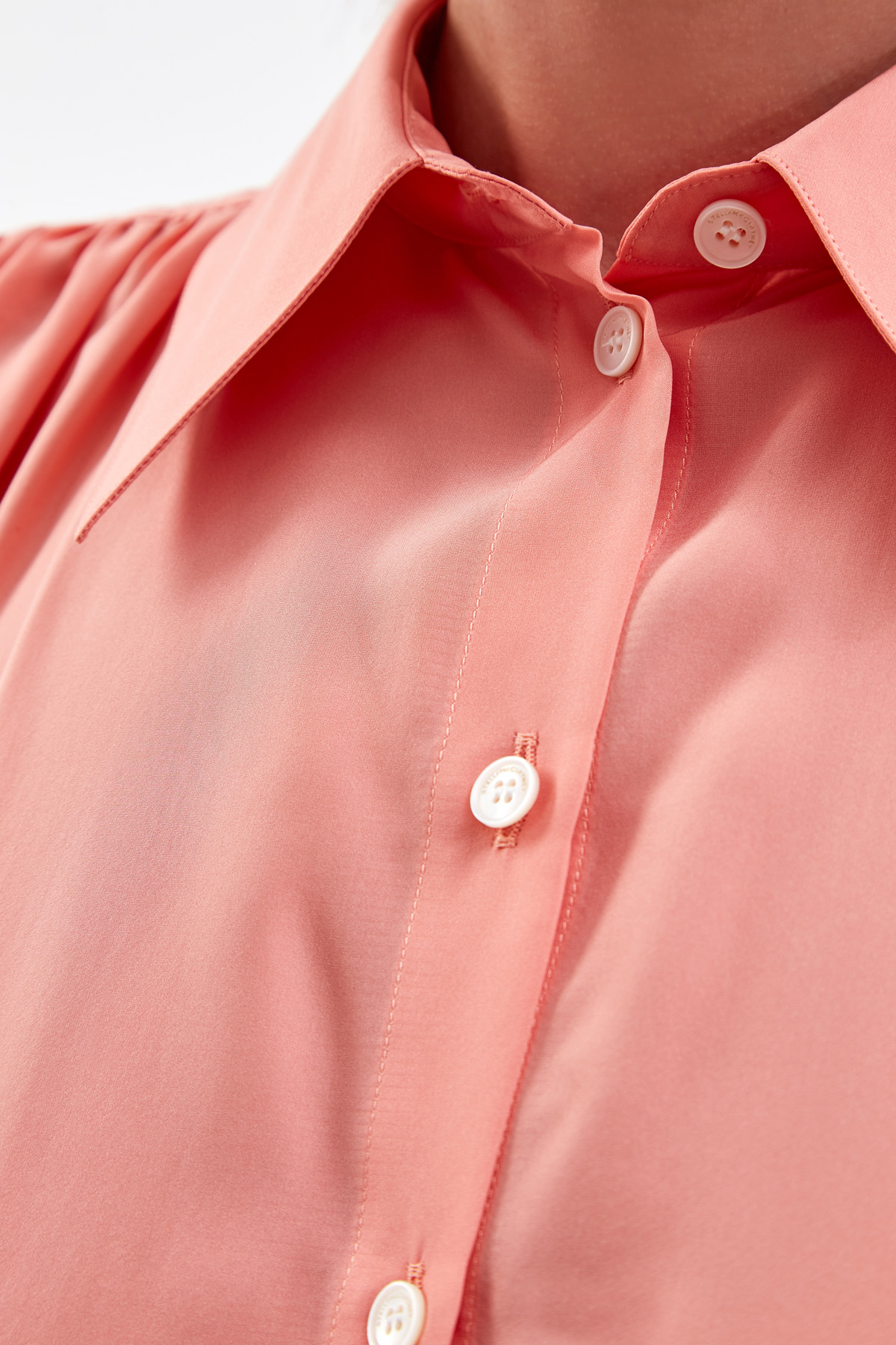 Шелковая блуза кроя oversize с длинными рукавами STELLA McCARTNEY, цвет розовый, размер 40;38 - фото 5