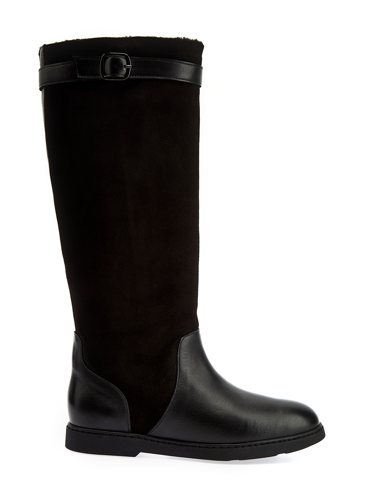 

Утепленные мехом сапоги из замши и гладкой кожи, Черный, Утепленные мехом сапоги из замши и гладкой кожи