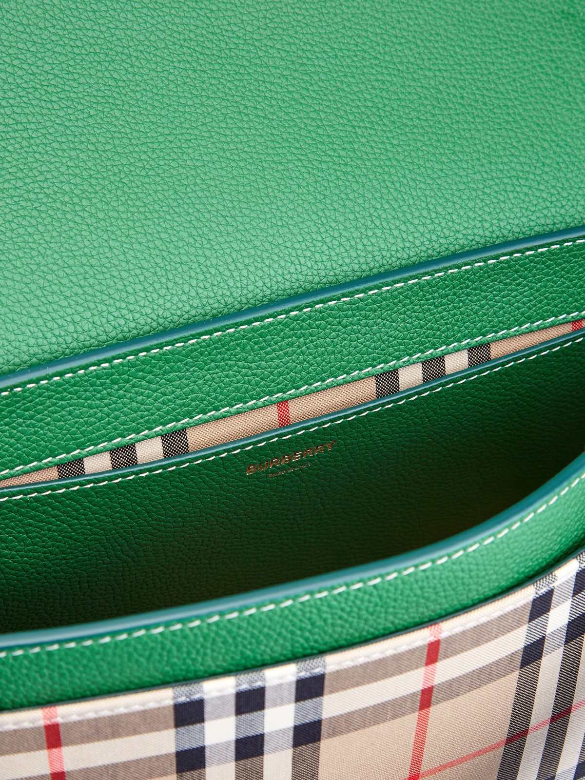 Кожаная сумка через плечо в клетку Vintage Check BURBERRY, цвет зеленый, размер 40;41;42;43;44;45 - фото 7