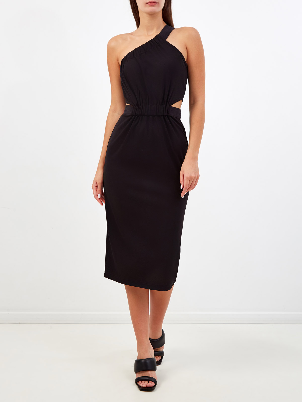 Асимметричное платье с вырезами и вышивкой K/Signature KARL LAGERFELD, цвет черный, размер S;M Асимметричное платье с вырезами и вышивкой K/Signature - фото 2