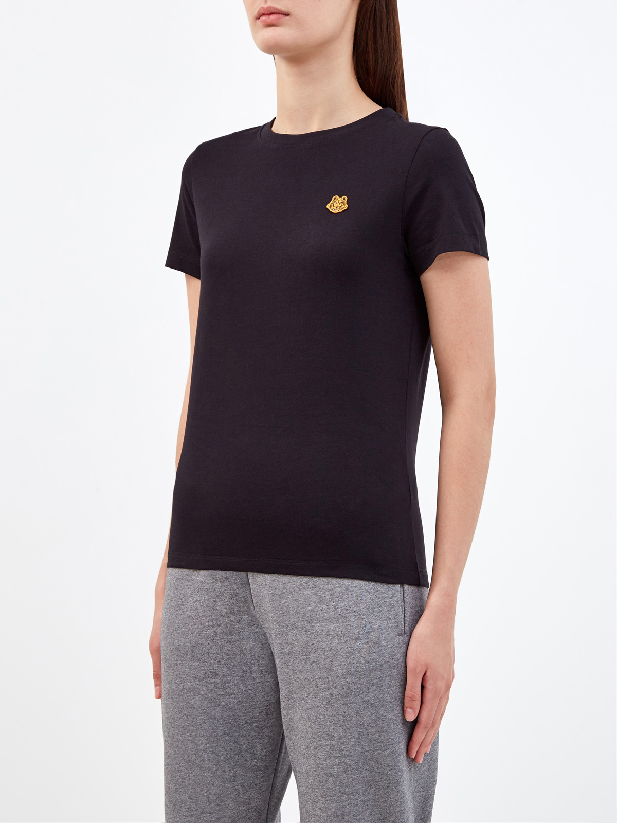 Хлопковая футболка из гладкого джерси с вышитой эмблемой бренда KENZO, цвет черный, размер S;L;XS - фото 3