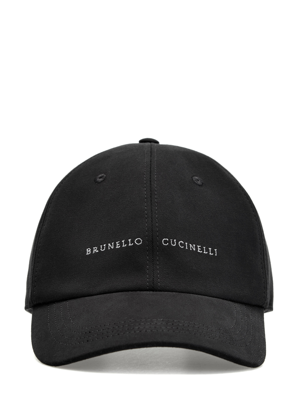 Бейсболка из хлопкового габардина с контрастной вышивкой BRUNELLO CUCINELLI, цвет черный, размер XL;M