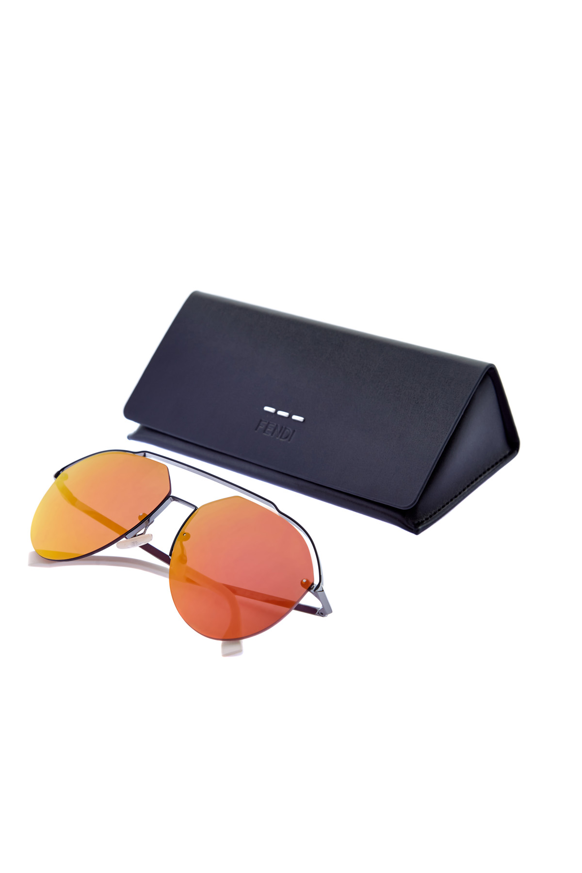 Очки-авиаторы в тонкой металлической оправе FENDI (sunglasses), цвет мульти, размер XS;S - фото 5