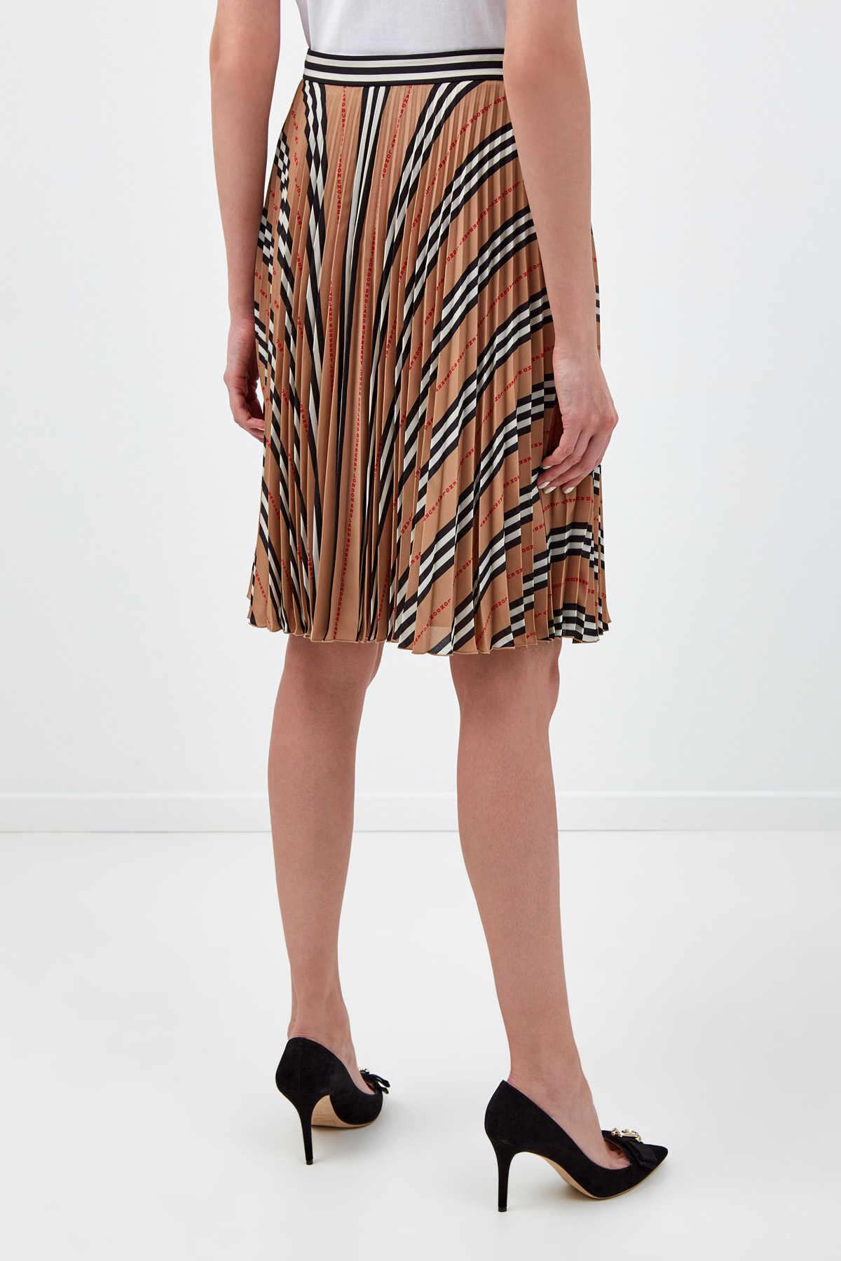 Плиссированная юбка с графическим принтом BURBERRY, цвет мульти, размер L;M - фото 4