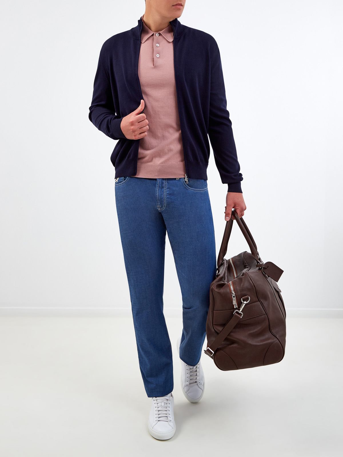 Джемпер-поло в стиле casual из хлопковой пряжи GRAN SASSO, цвет розовый, размер 50;52;54;56;58;48 - фото 2