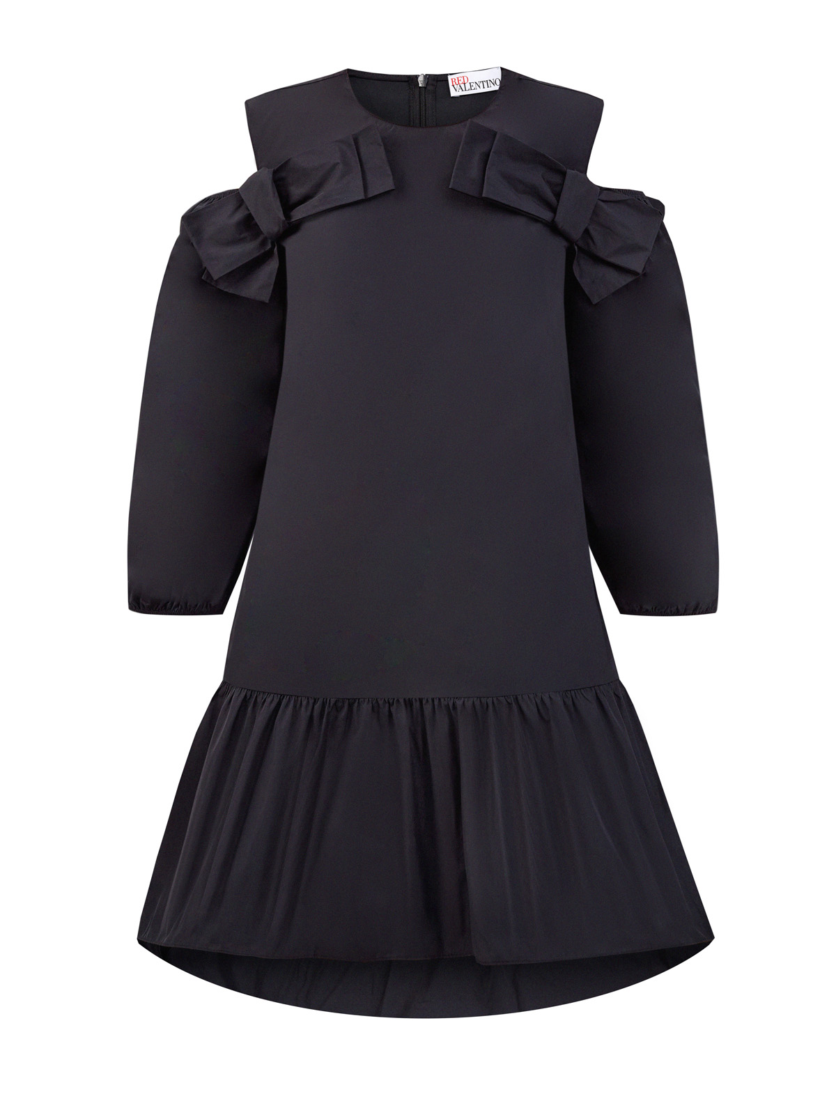 Платье с вырезами на плечах и подолом-плиссе REDVALENTINO, цвет черный, размер L;S - фото 1