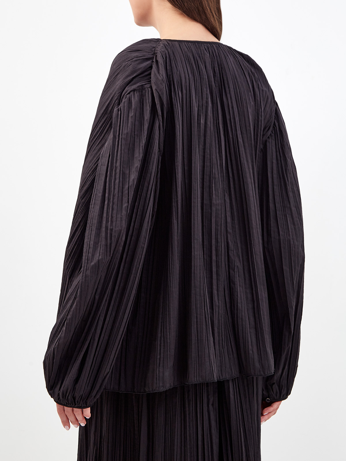 Элегантная блуза объемного кроя в складку ROCHAS Черный  