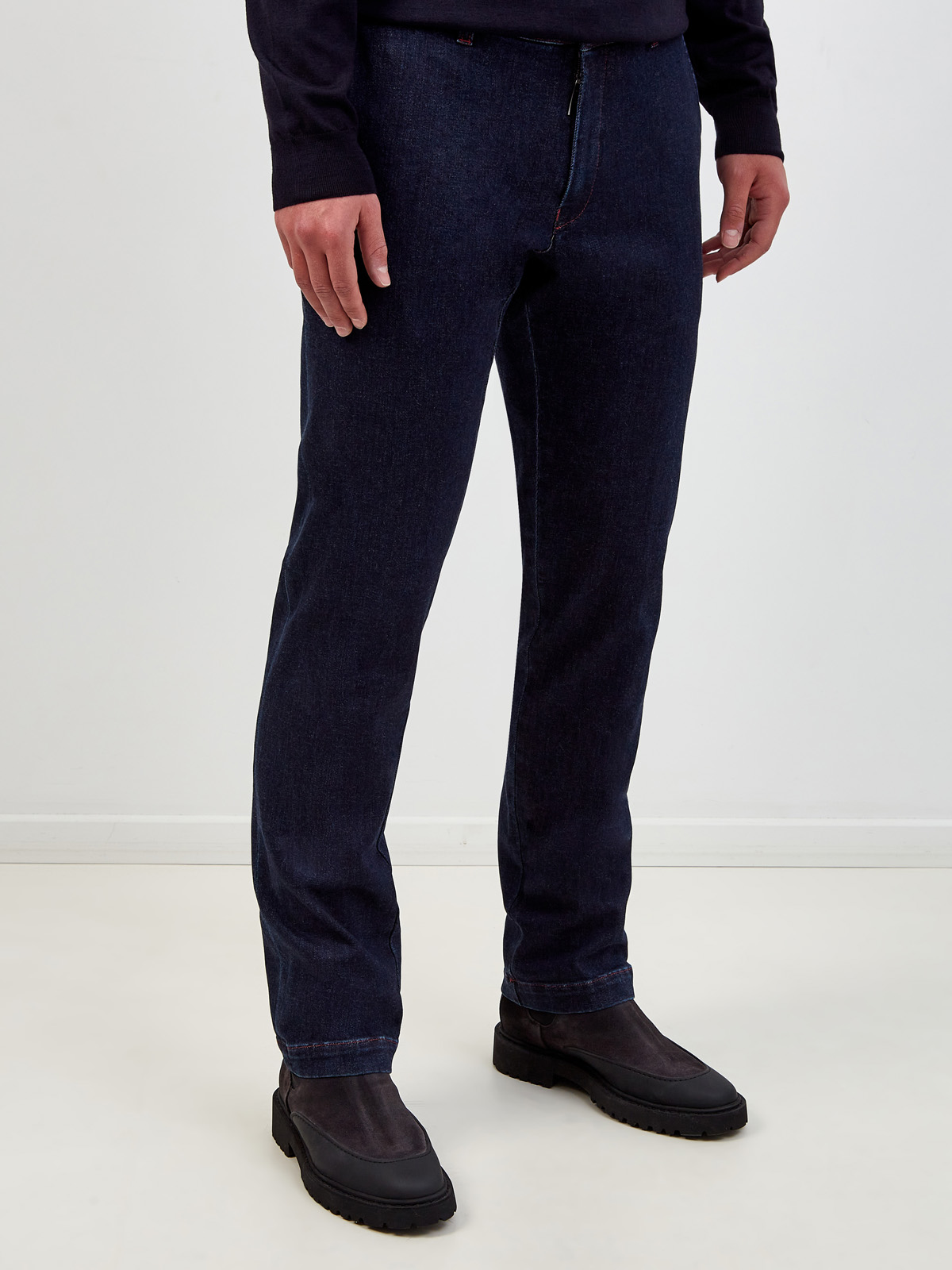 Окрашенные вручную джинсы из хлопка и кашемира CANALI, цвет синий, размер 52;54;56 - фото 3