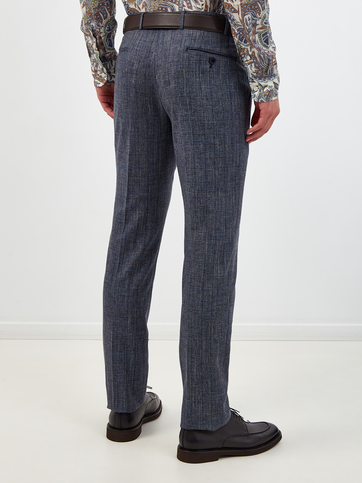 Костюмные брюки из шерсти и хлопка в мелованную клетку ETRO, цвет синий, размер 50;52;54 - фото 4