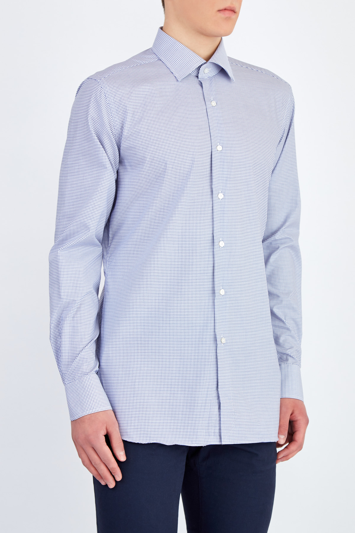 Рубашка из хлопка Wrinkle Free с микро-принтом в клетку XACUS, цвет мульти, размер 50;52;52 - фото 3
