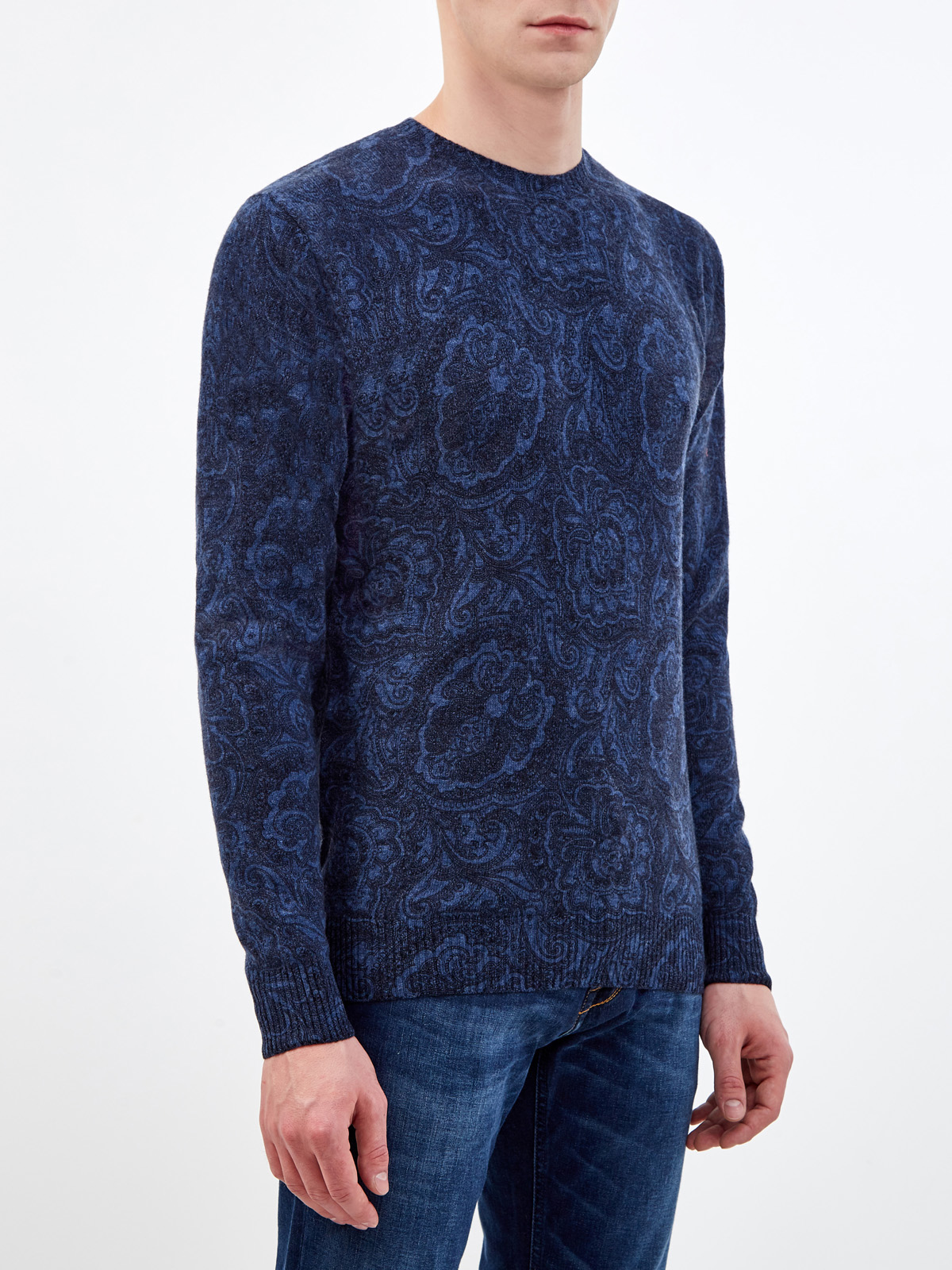 Шерстяной пуловер с узором в синей гамме ETRO, цвет синий, размер 52;54;56;46 - фото 3