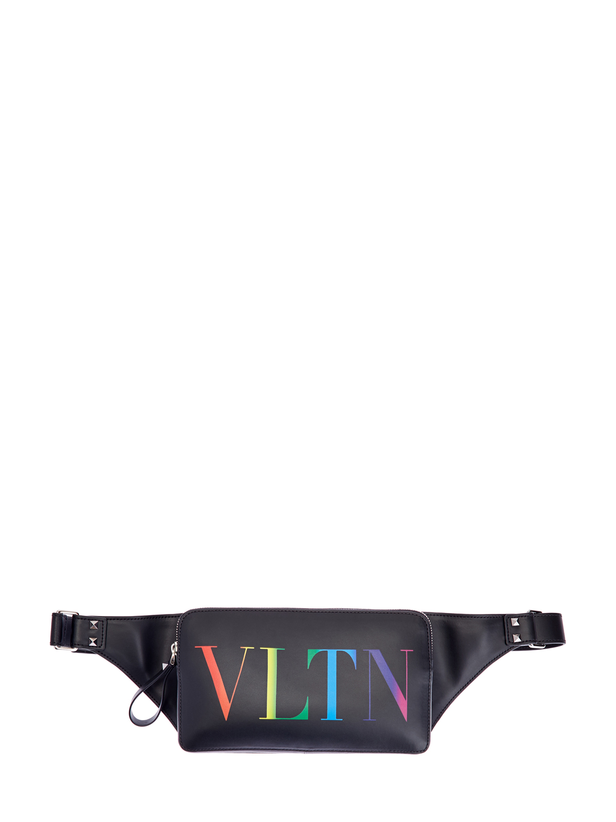 Кожаная сумка на пояс с принтом VLTN Multicolor VALENTINO, цвет черный, размер 41;42;42.5;43.5 - фото 1