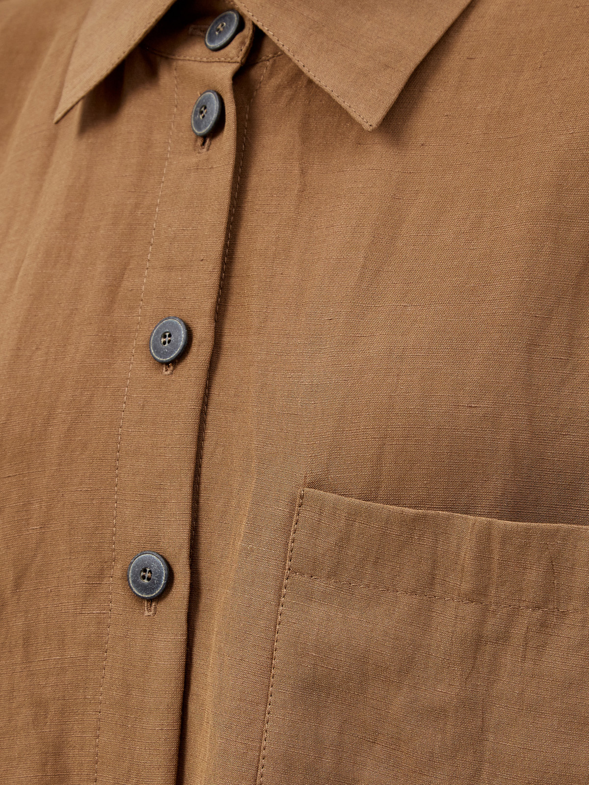 Однотонная рубашка из мягкой ткани с добавлением льна RE VERA, цвет коричневый, размер 46 - фото 3