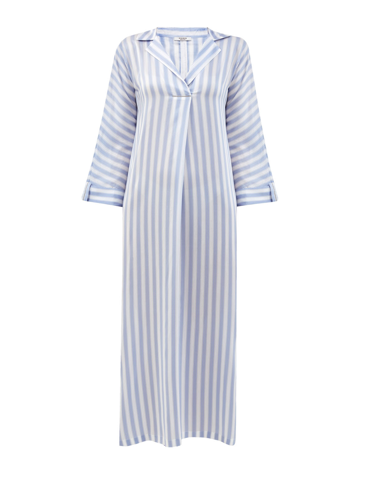 Платье-туника из струящейся вискозы и шелка в полоску PESERICO, цвет голубой, размер 42