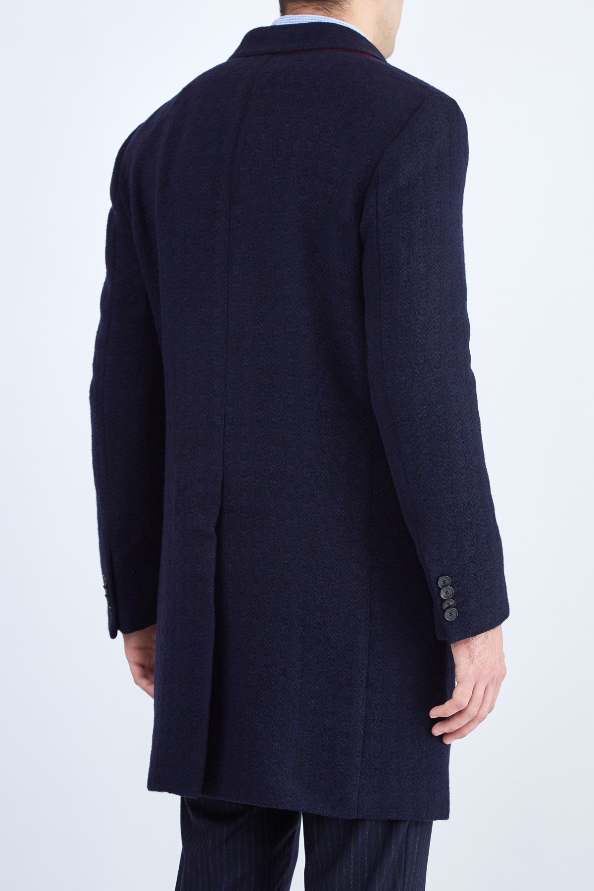 Пальто из шерстяного драпа с жаккардовым узором ETRO, цвет синий, размер 46;50 - фото 4