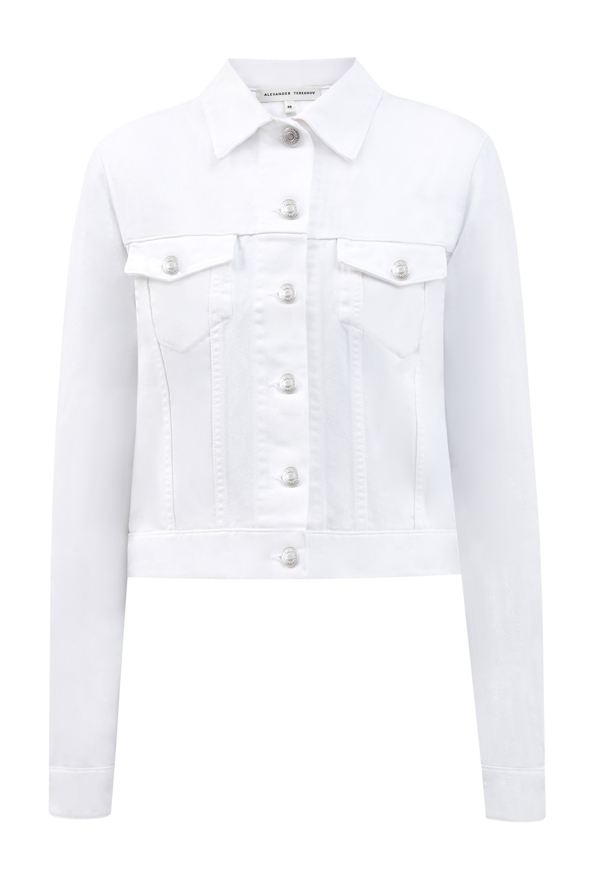 Укороченная куртка из эластичного денима с объемными накладными карманами ALEXANDER TEREKHOV, цвет белый, размер 38;42;40 - фото 1