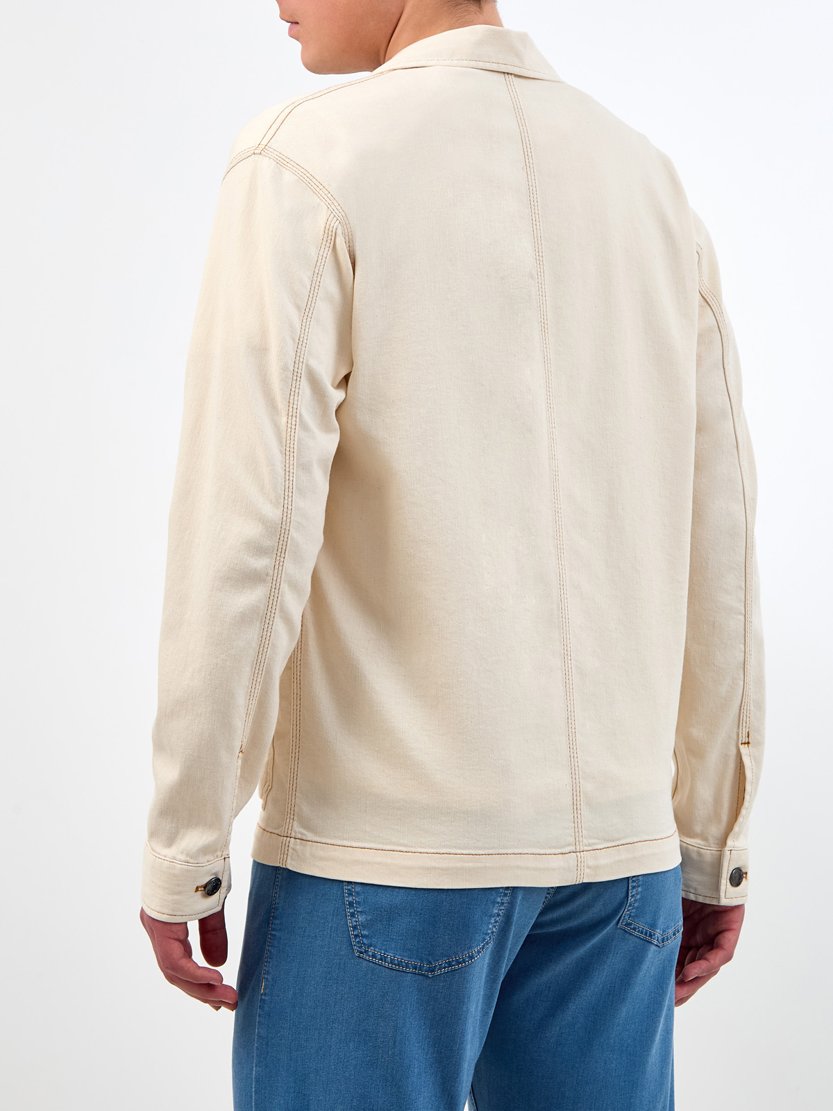 Куртка из хлопка и льна с накладными карманами и прострочкой CANALI, цвет бежевый, размер 48;50;52 - фото 4