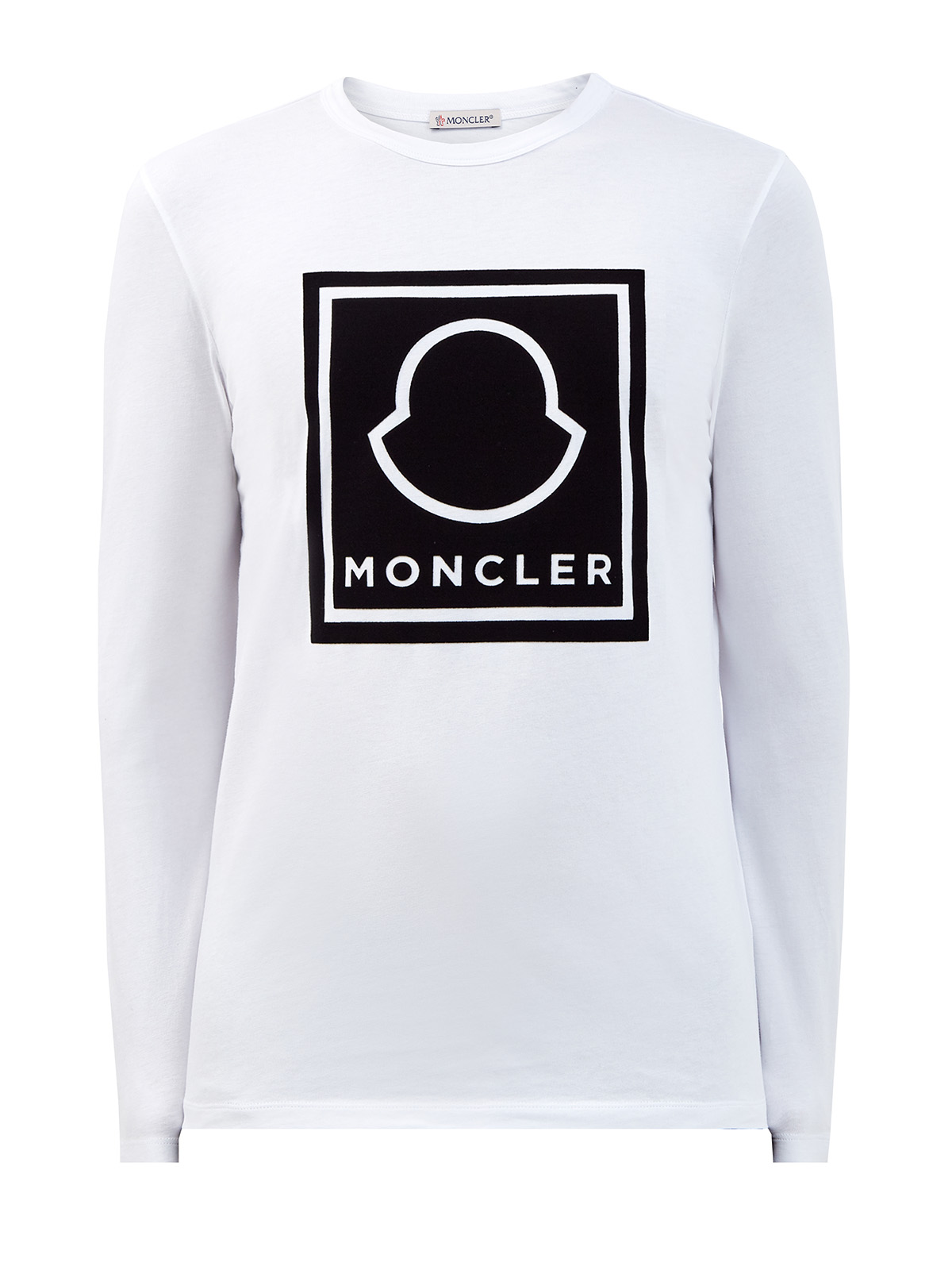 Хлопковый лонгслив с макро-логотипом бренда MONCLER, цвет белый, размер L;2XL;M;XL - фото 1