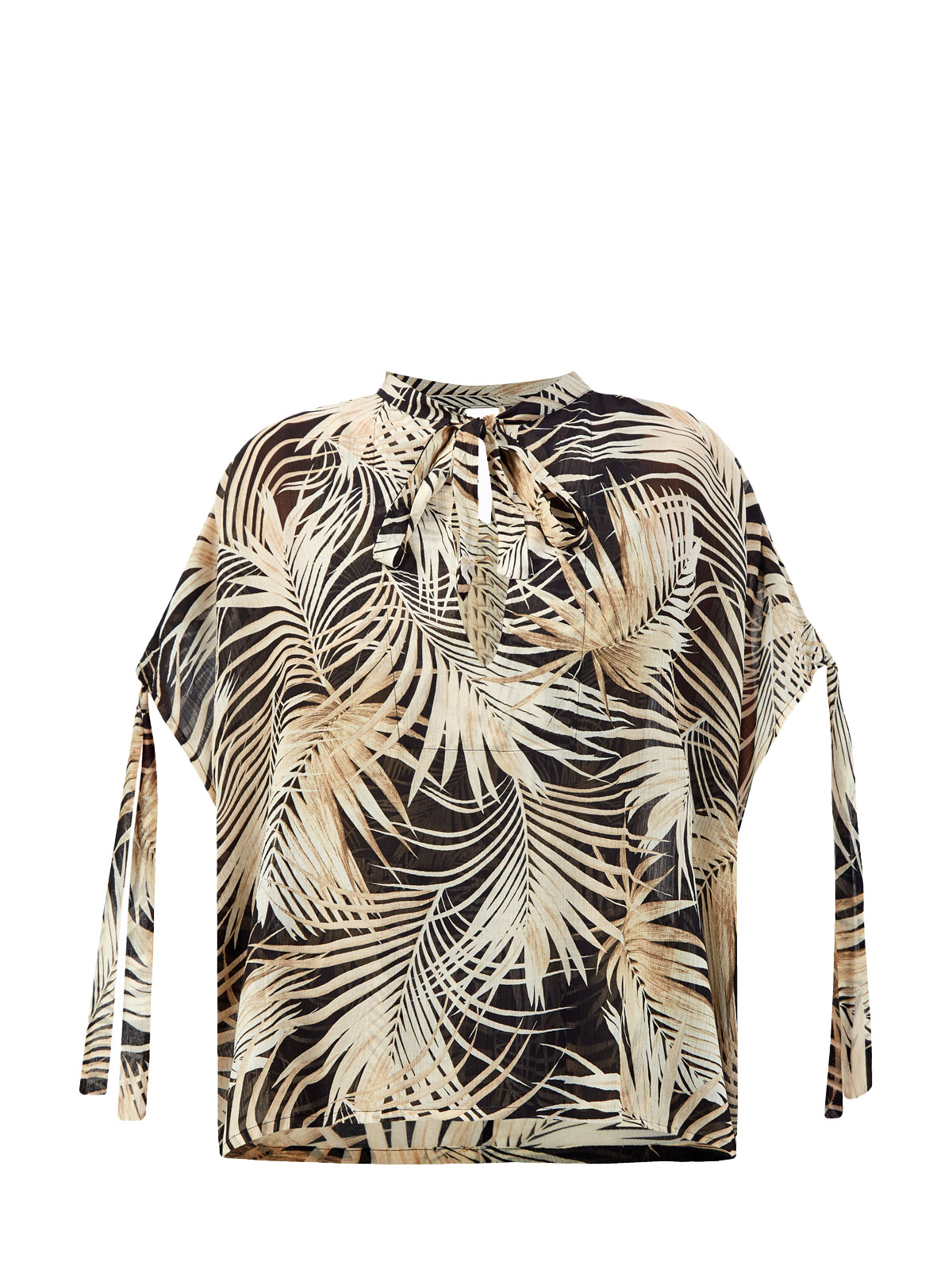 Легкая блуза из вискозы и шелка с тропическим принтом FISICO, цвет бежевый, размер M;XL;S