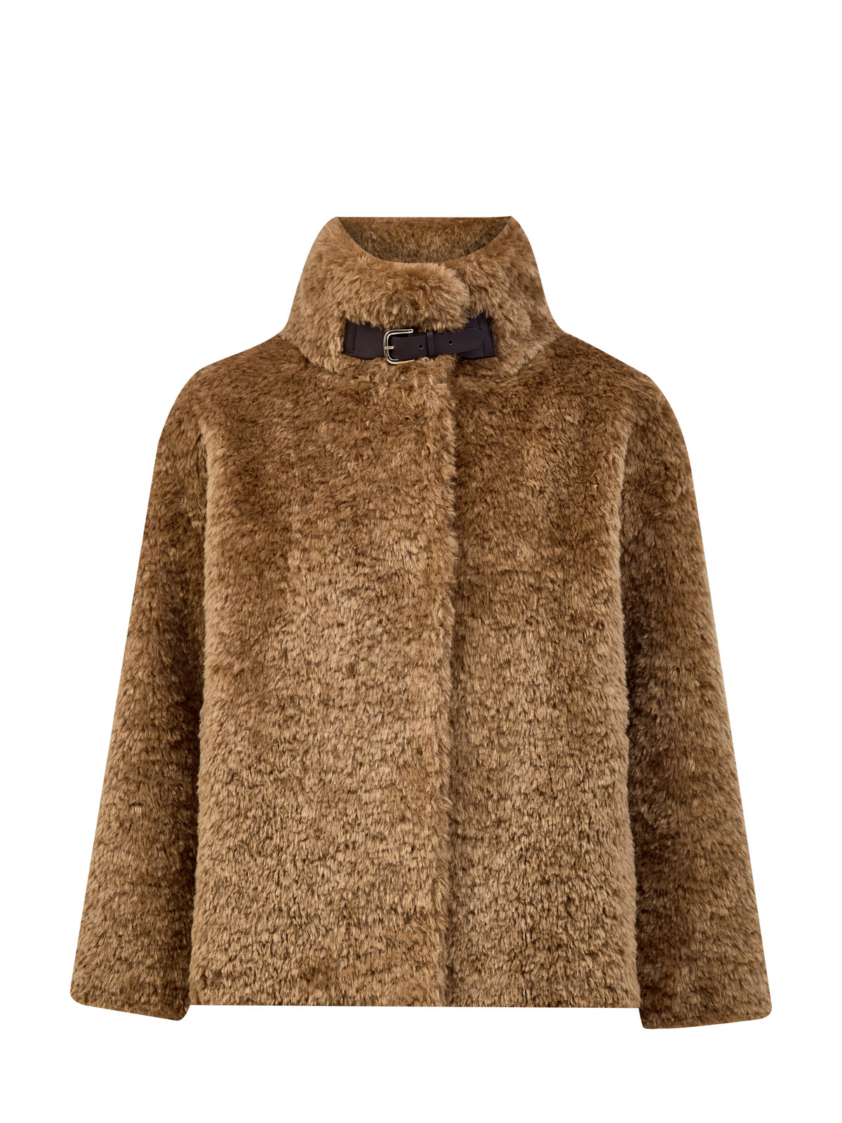 

Искусственная шуба из эко-меха под овчину с ремешком, Коричневый, Искусственная шуба из эко-меха под овчину с ремешком