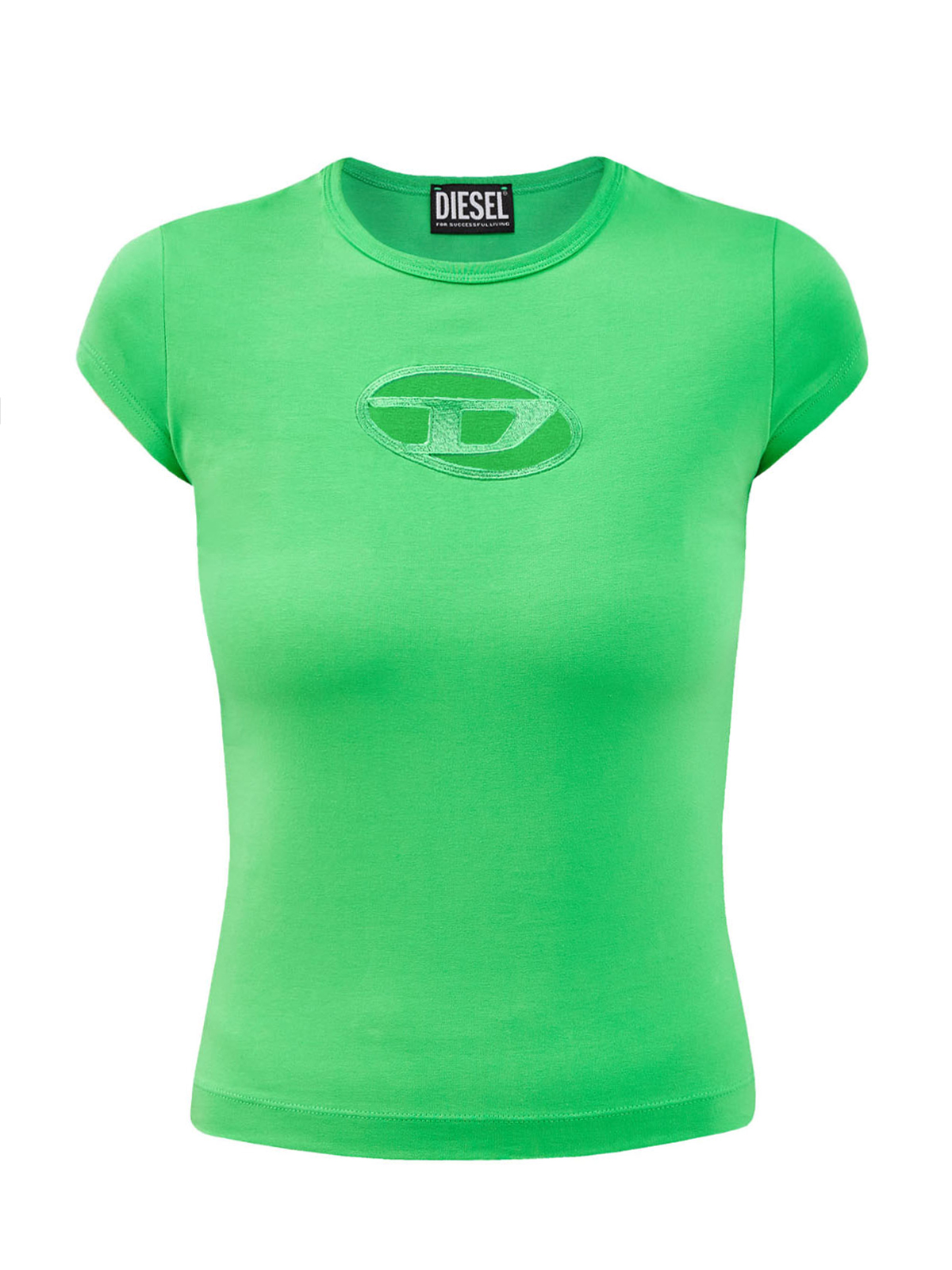 Хлопковая футболка T-Angie с вышитым лазерным логотипом DIESEL, цвет зеленый, размер M;S - фото 1