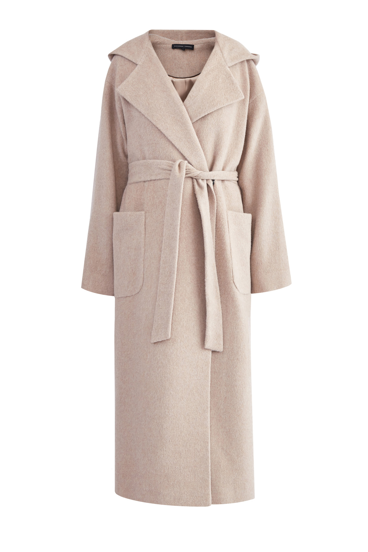 

Длинное пальто кроя oversize из шерсти песочного цвета, Бежевый, Длинное пальто кроя oversize из шерсти песочного цвета