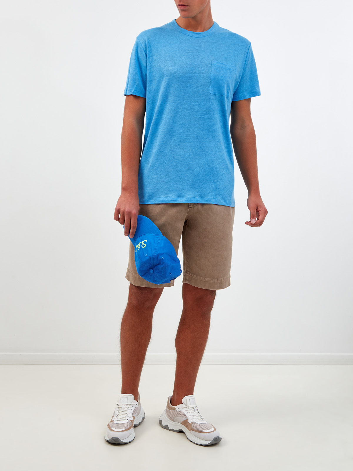 Свободная футболка из дышащего льна с вышивкой в тон MC2 SAINT BARTH, цвет голубой, размер M;XL - фото 2