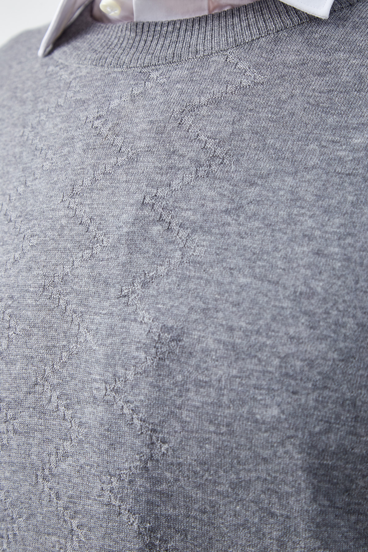 Вязаный шерстяной джемпер с геометрическим принтом в тон CUDGI, цвет серый, размер 52;54;56;58;50 - фото 6