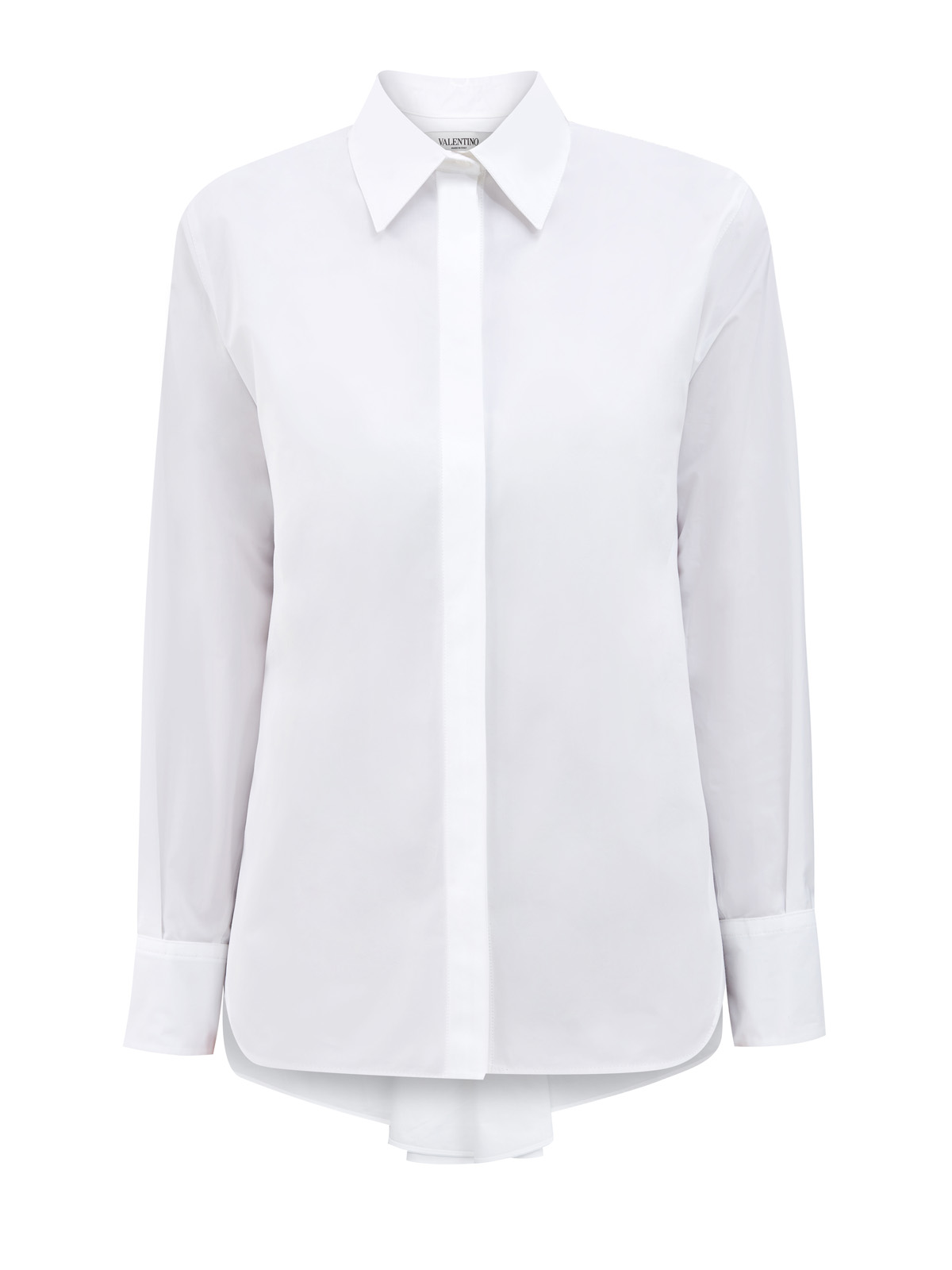 Блуза из поплина с бантом и драпировкой на спинке VALENTINO, цвет белый, размер 36;40;42;38 - фото 1