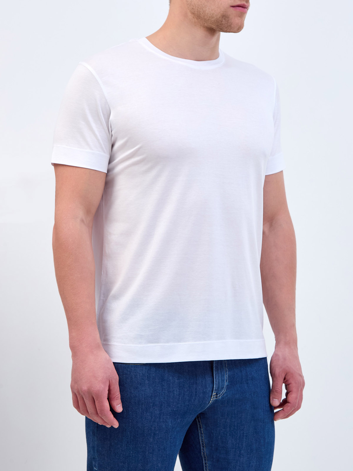 Базовая футболка из хлопка, шелка и тенселя с нашивкой CUDGI, цвет белый, размер 56 - фото 3