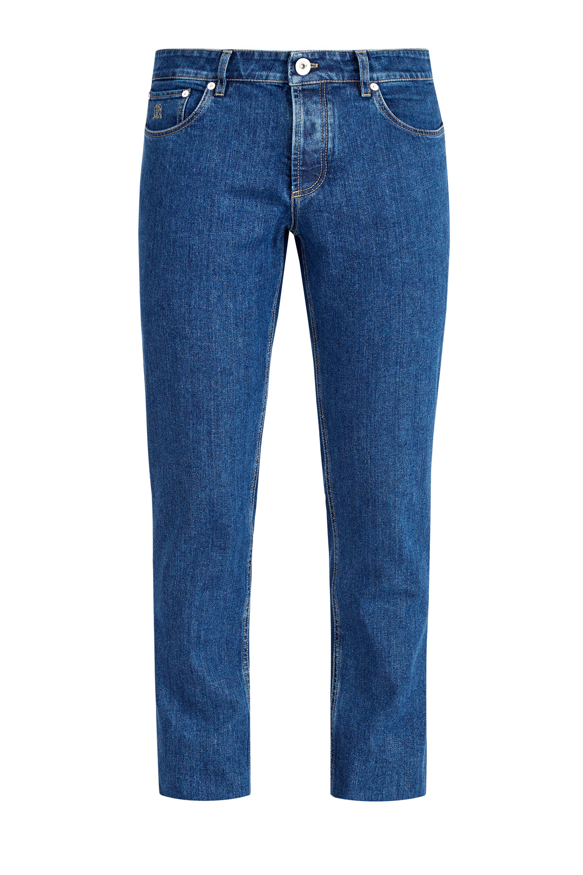 Классические синие джинсы с пятью карманами BRUNELLO CUCINELLI, цвет синий, размер 50 - фото 1