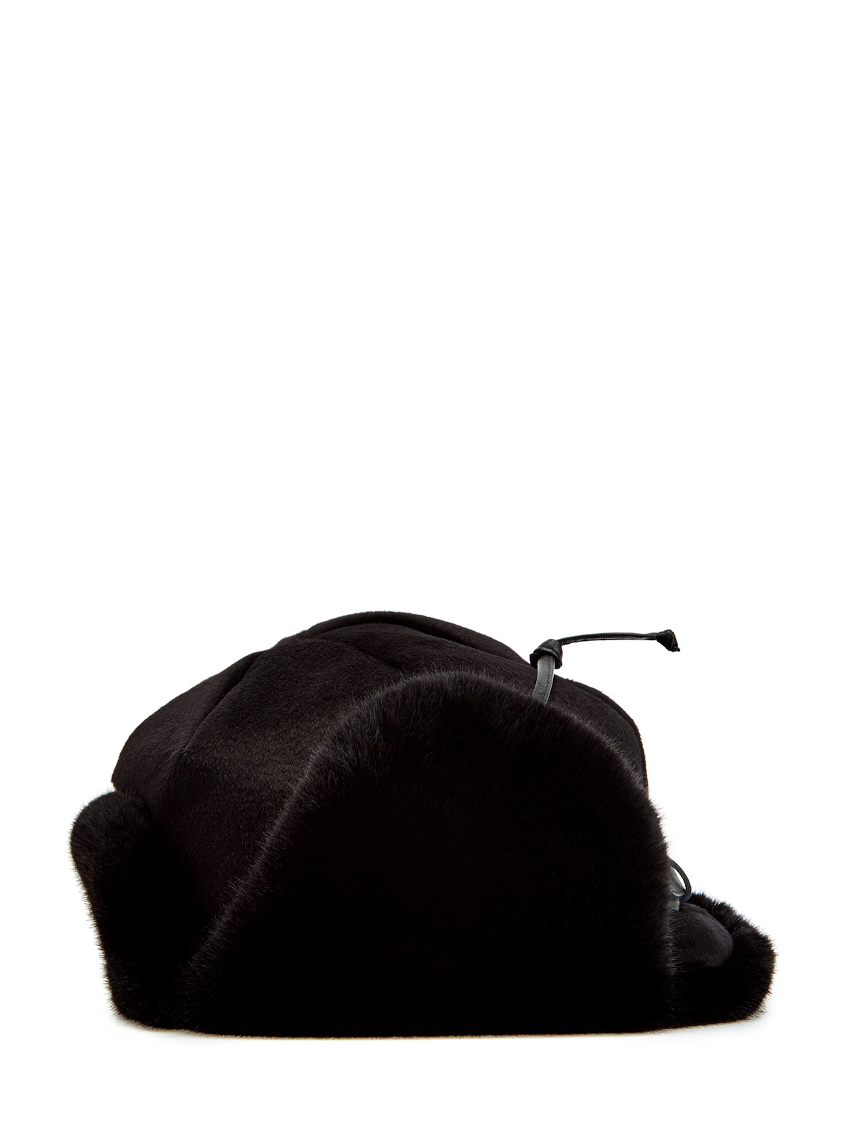 Шапка-трансформер из теплой шерсти и эко-меха CUDGI, цвет черный, размер 57 - фото 2