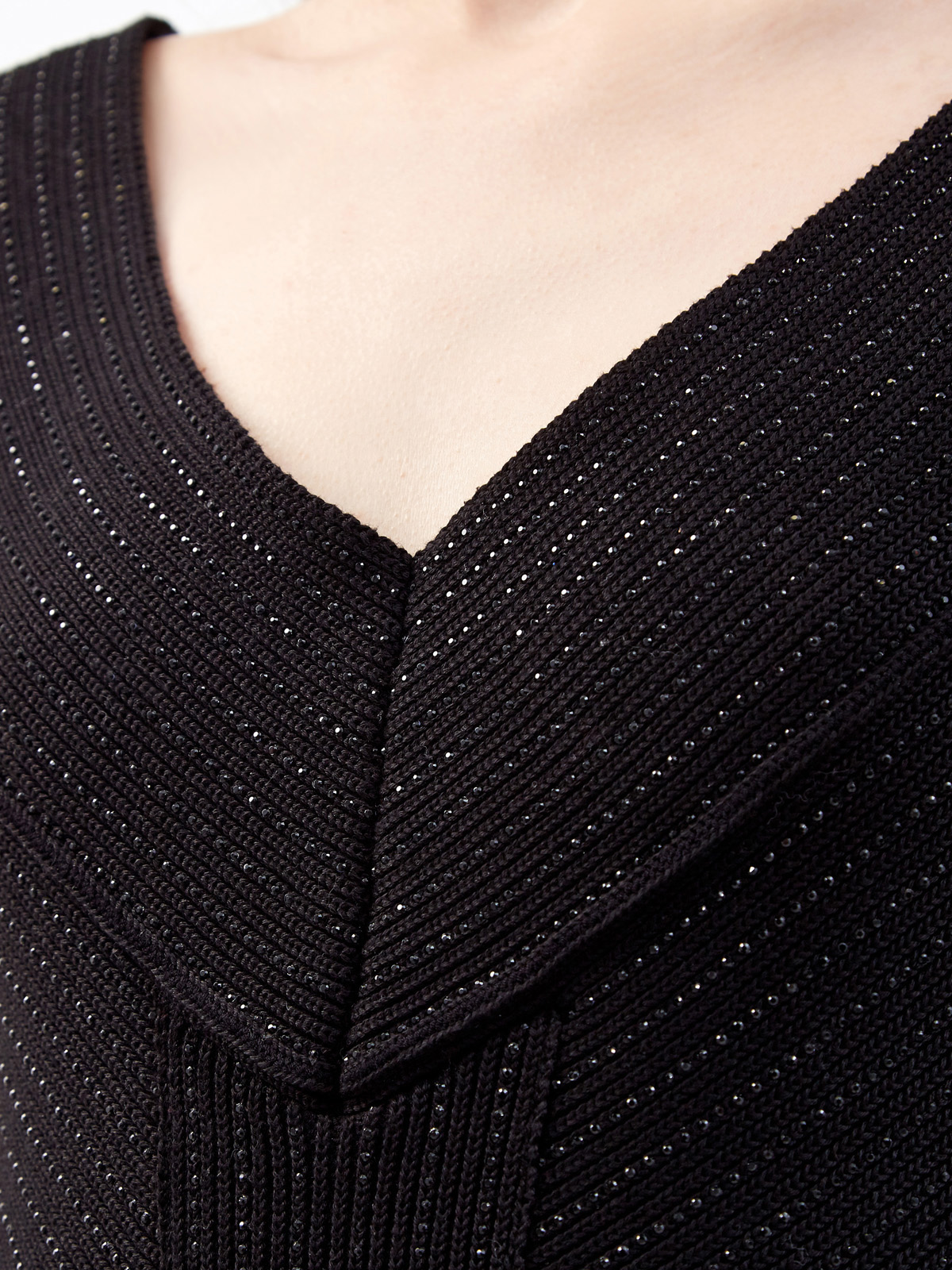 Платье-футляр из плотной пряжи с микро-кристаллами ERMANNO SCERVINO, цвет черный, размер 44 - фото 5