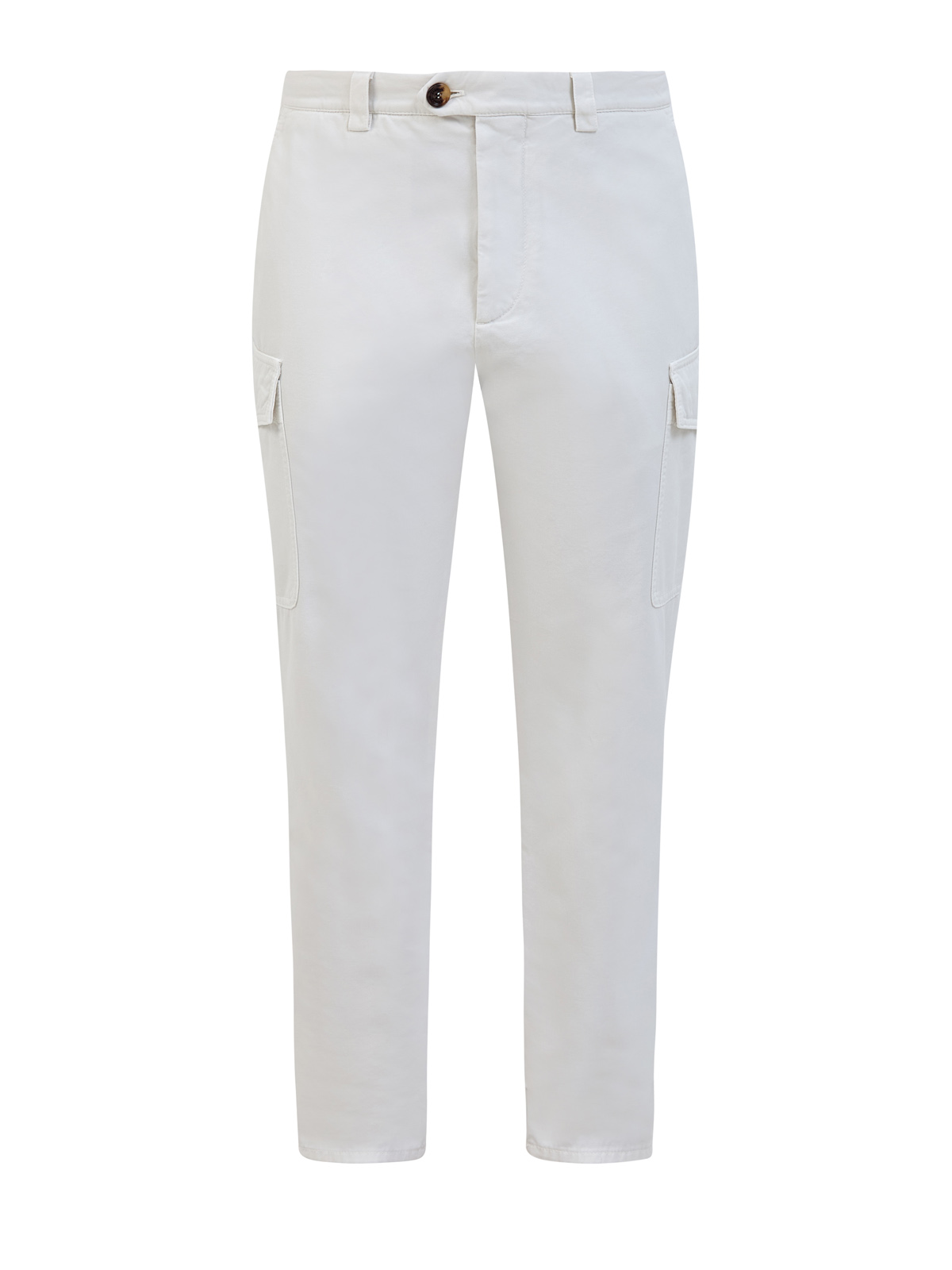 

Брюки из хлопкового габардина с накладными карманами-карго, Белый, Брюки из хлопкового габардина с накладными карманами-карго