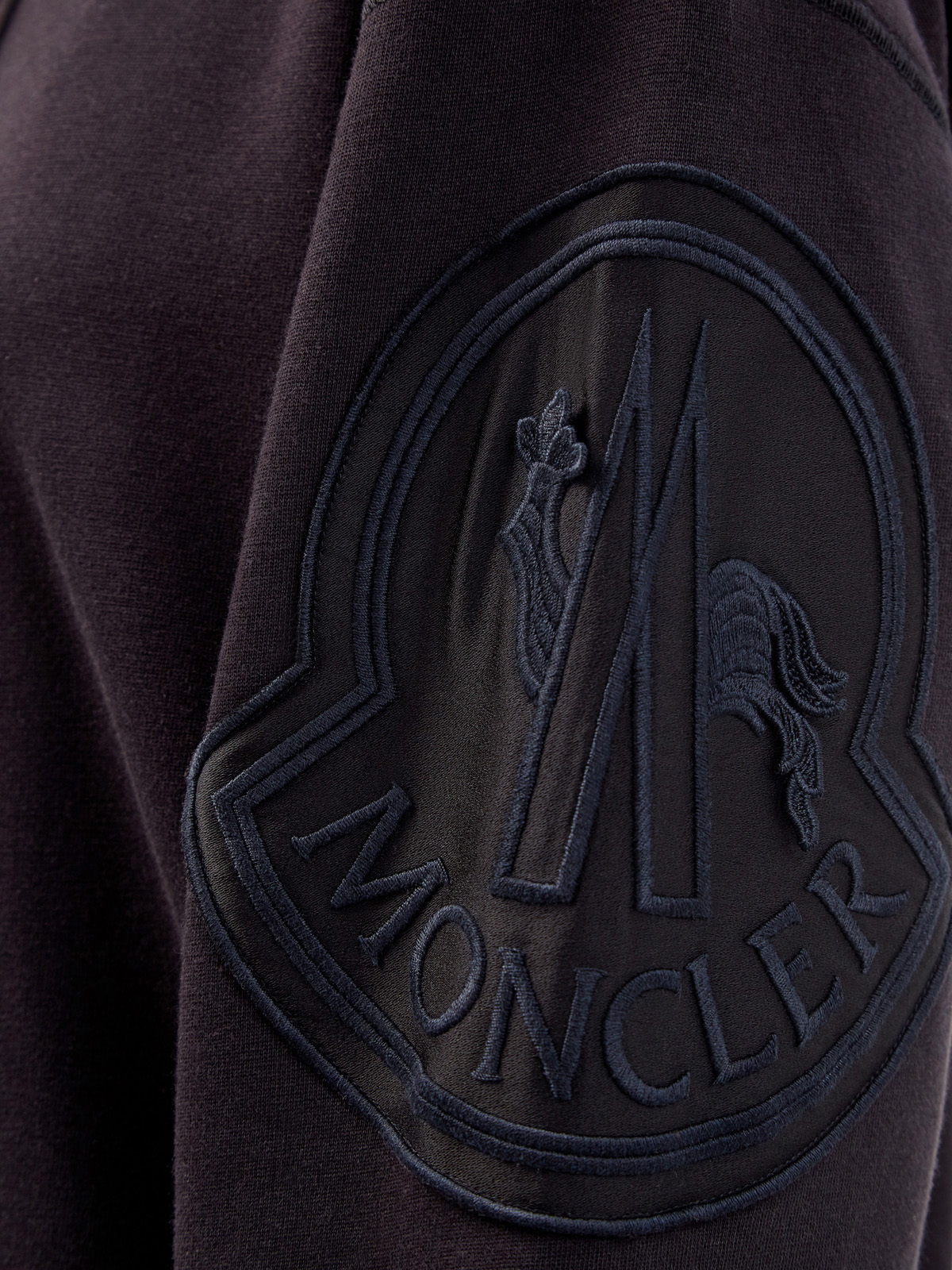 Платье-толстовка из гладкого хлопкового футера с логотипом MONCLER, цвет черный, размер S;M;XS - фото 5