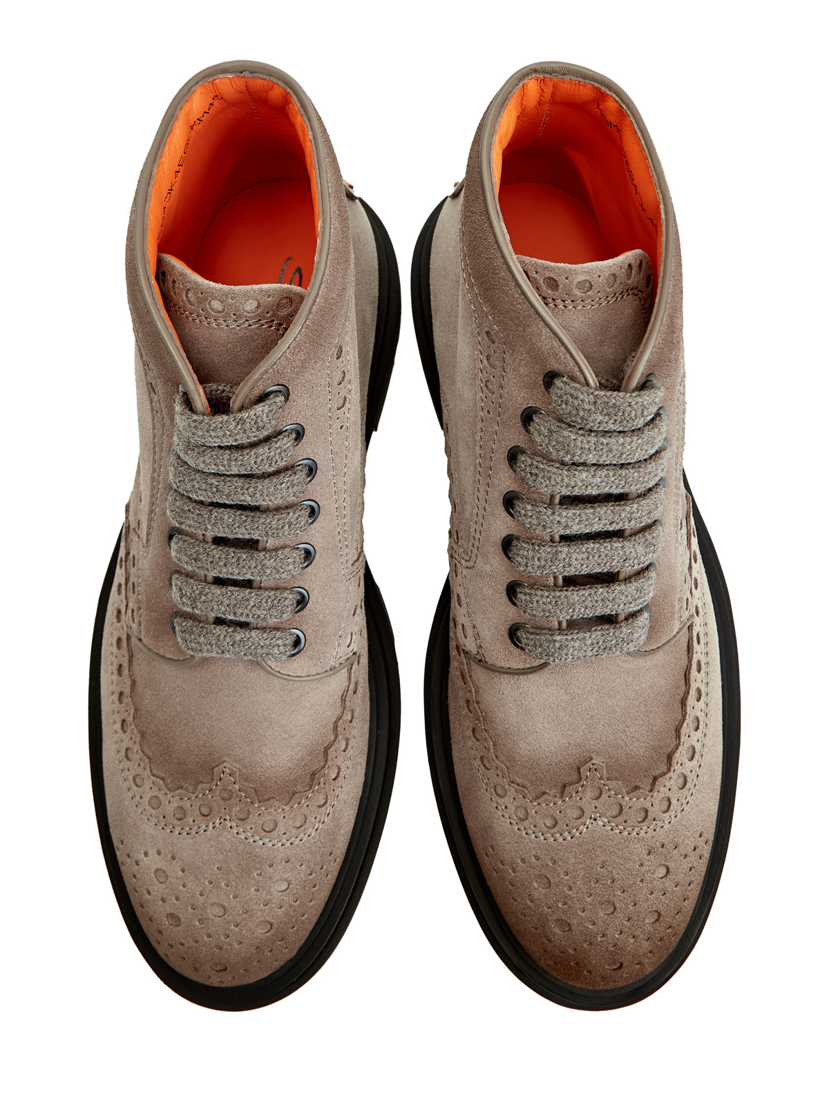 Ботинки из окрашенной вручную замши с узорной перфорацией SANTONI, цвет коричневый, размер 41;41.5;42.5;43.5 - фото 5
