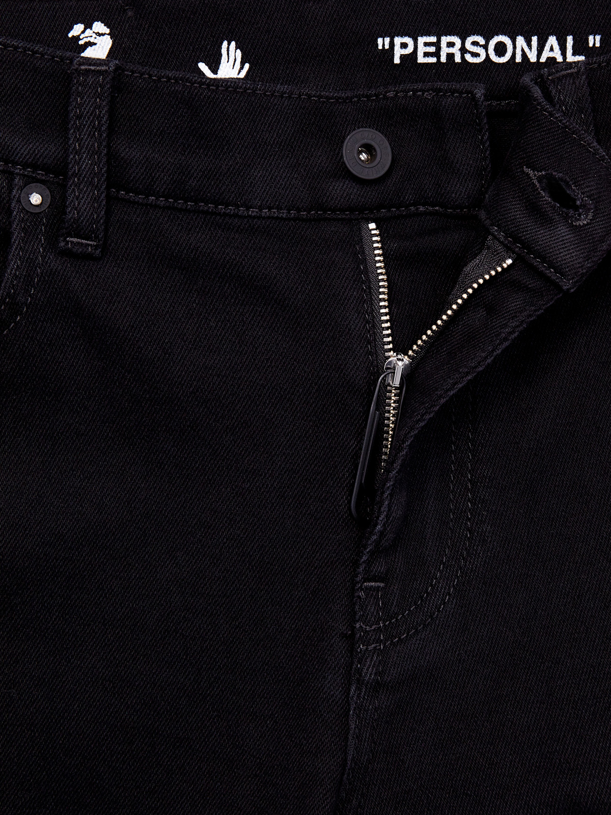 Черные джинсы-slim с контрастным диагональным принтом OFF-WHITE, цвет черный, размер 50;52;54 - фото 7